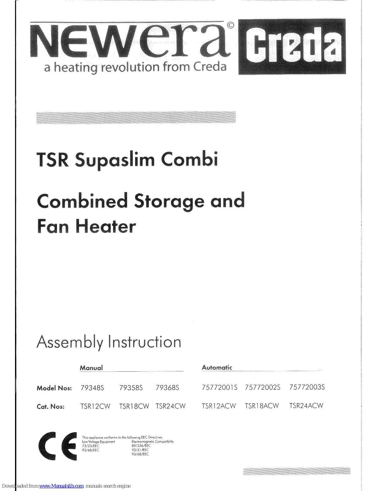 Creda Newera 75772001S, Newera 75772003S, Newera 793485, Newera 75772002S, Newera 793685 Assembly Instruction Manual