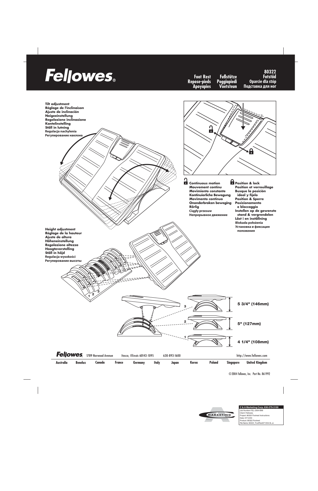 Fellowes Office Suites Adjustable Footrest User Manual