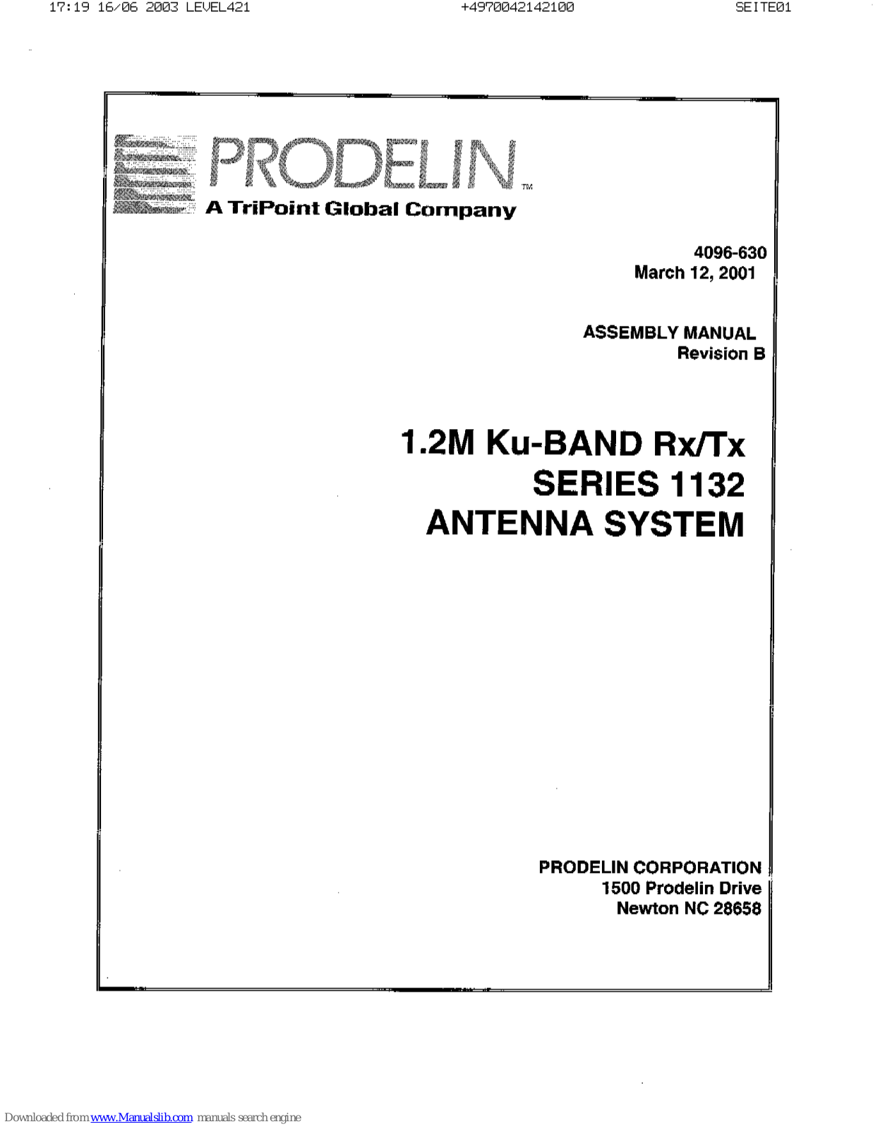 prodelin 1132 series Assembly Manual