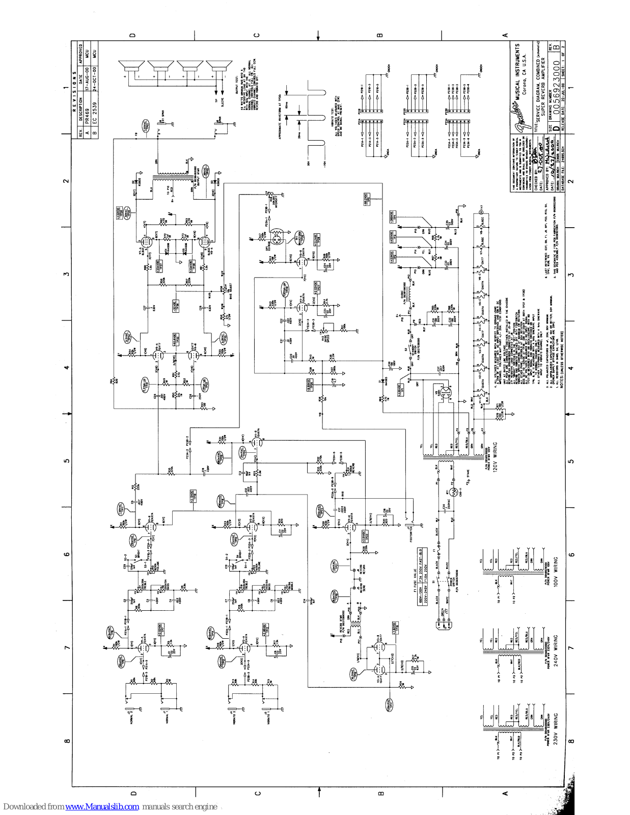 Fender 65 Super Reverb, Super Reverb Service Diagram