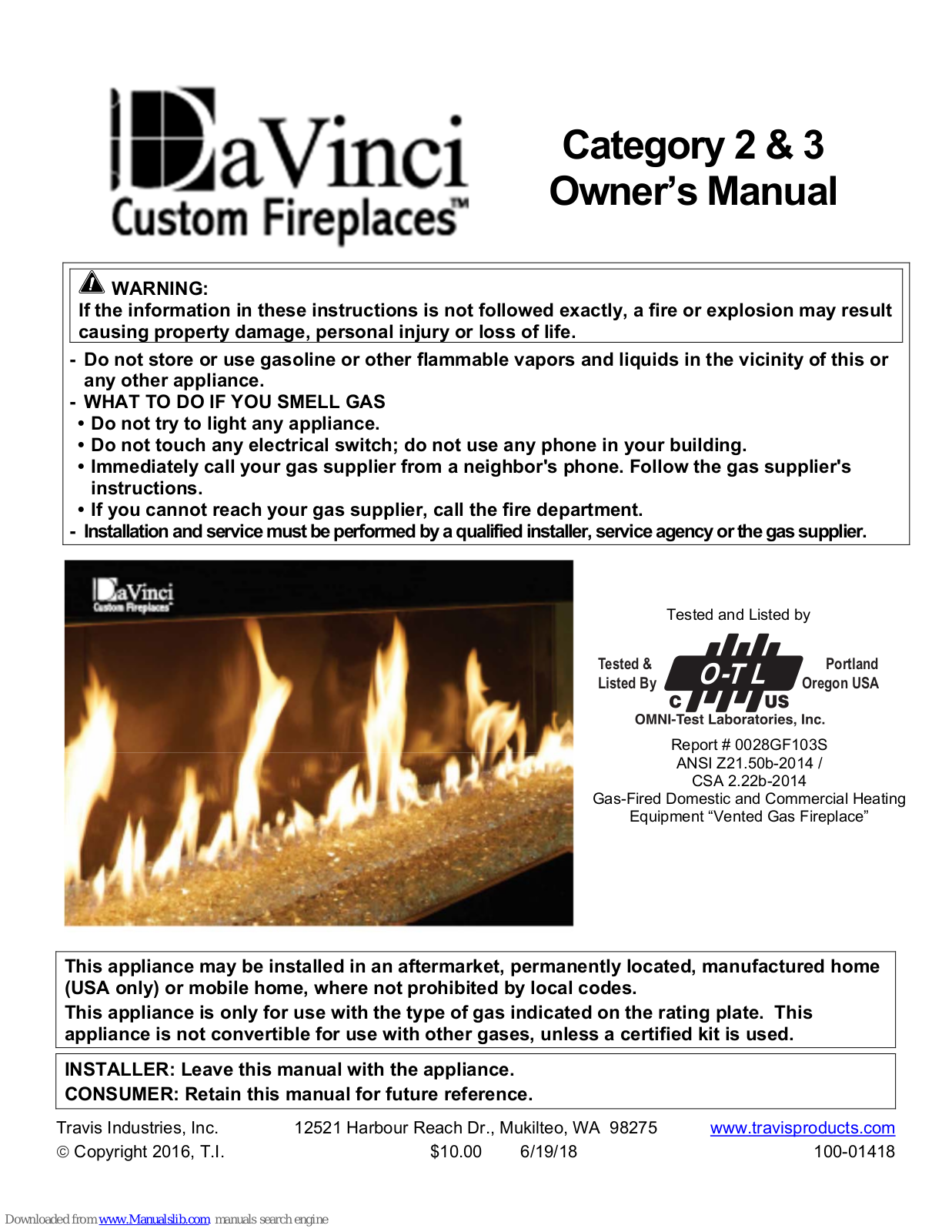DaVinci Category 2, Category 3 Owner's Manual