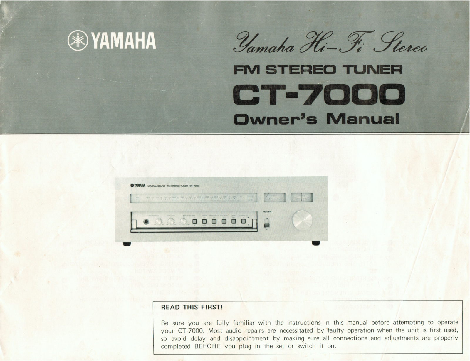Yamaha CT-7000 Owners Manual