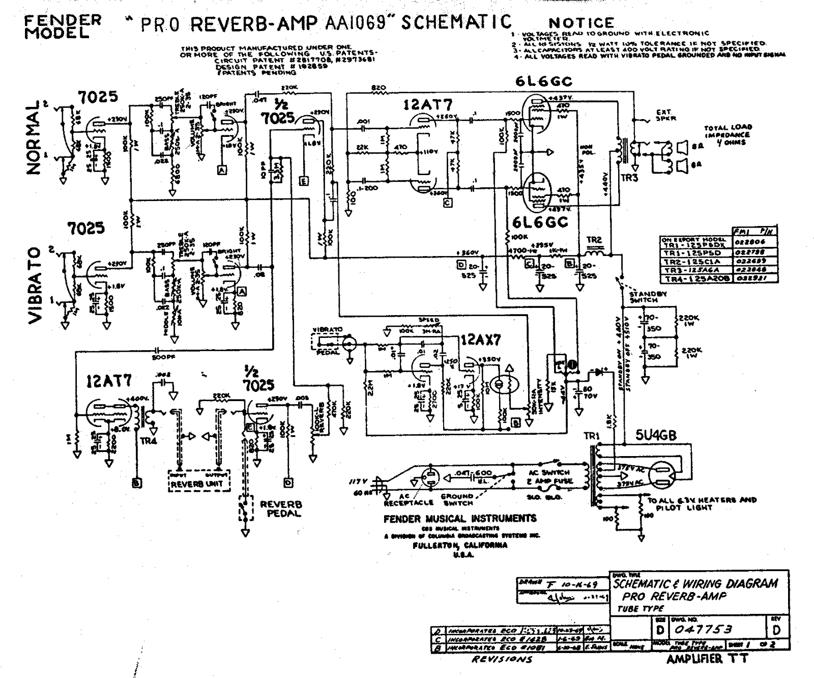 Fender Pro-AA1069 Schematic