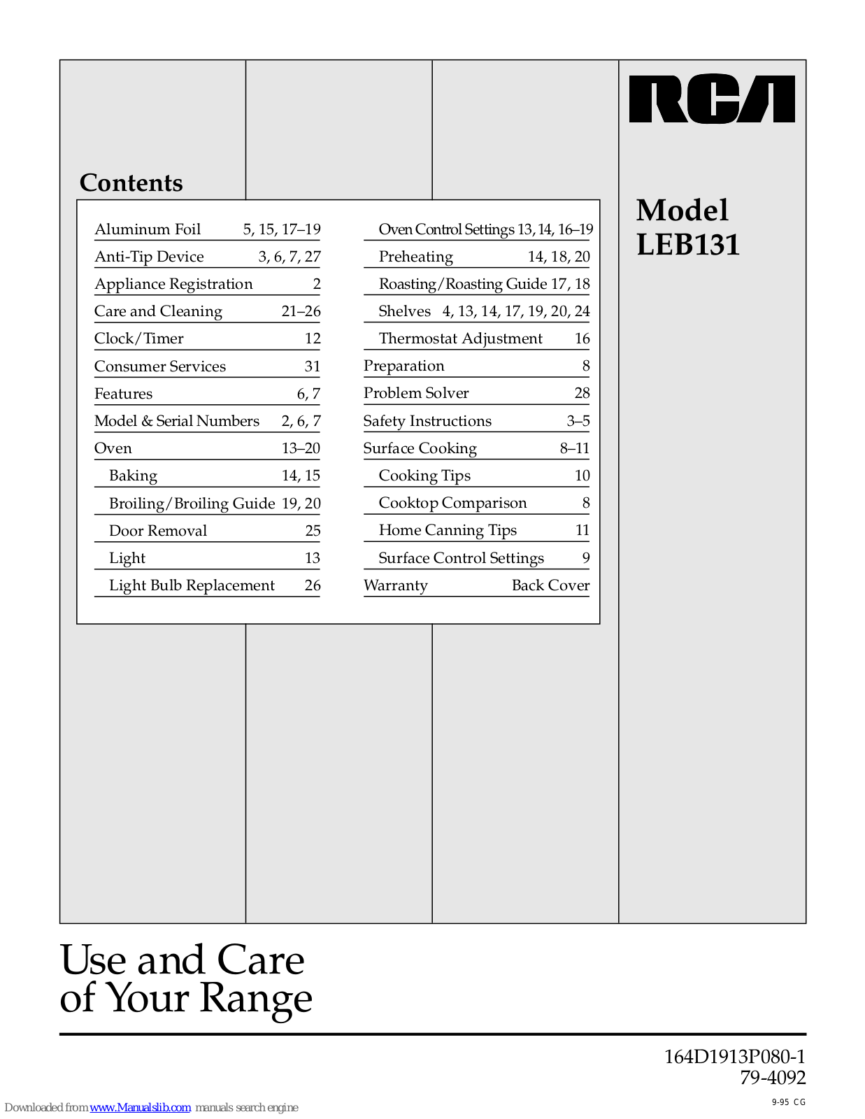 RCA LEB131 Use And Care Manual