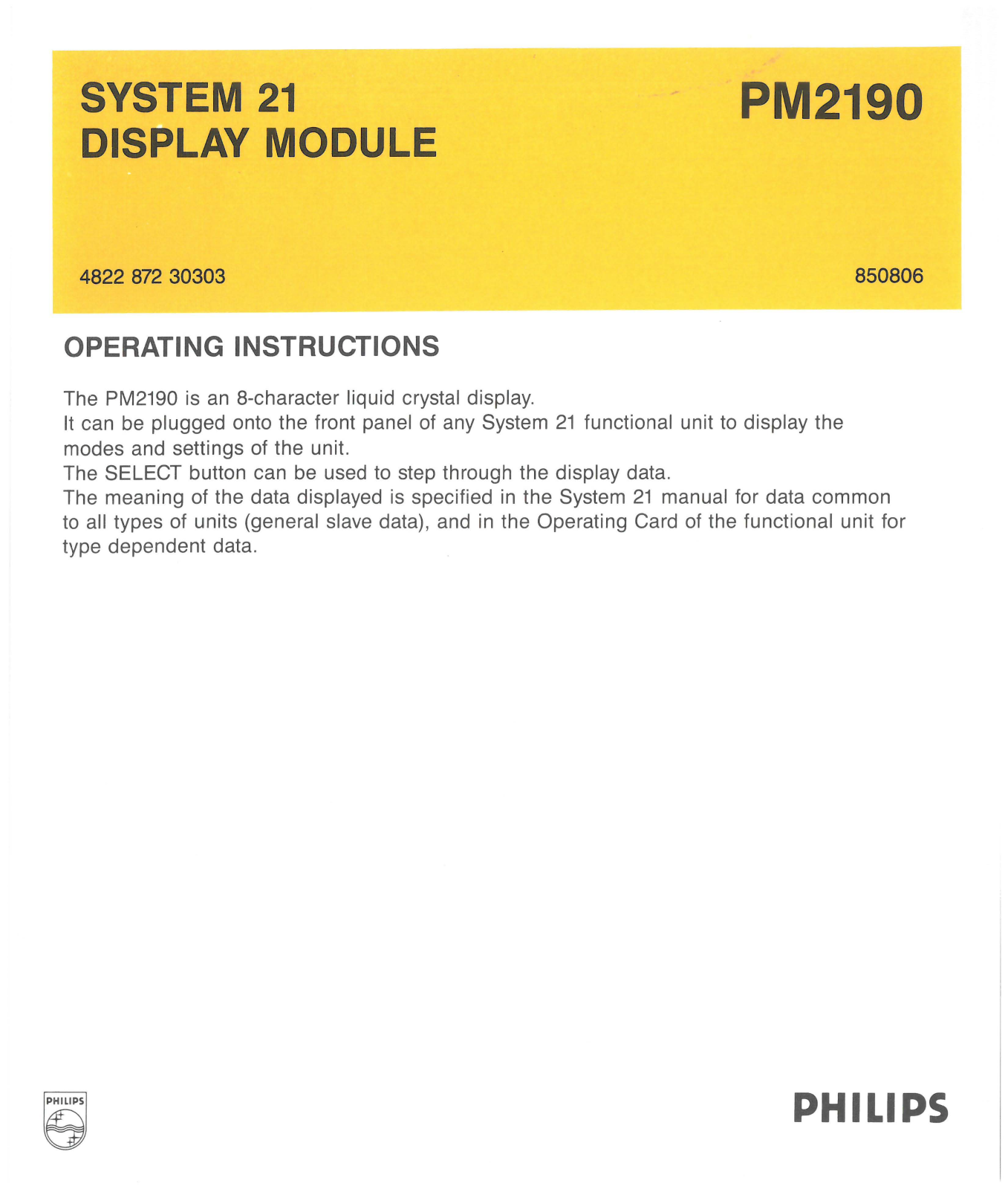 Philips PM 2190 Operating Instructions Manual - ManualMachine.com
