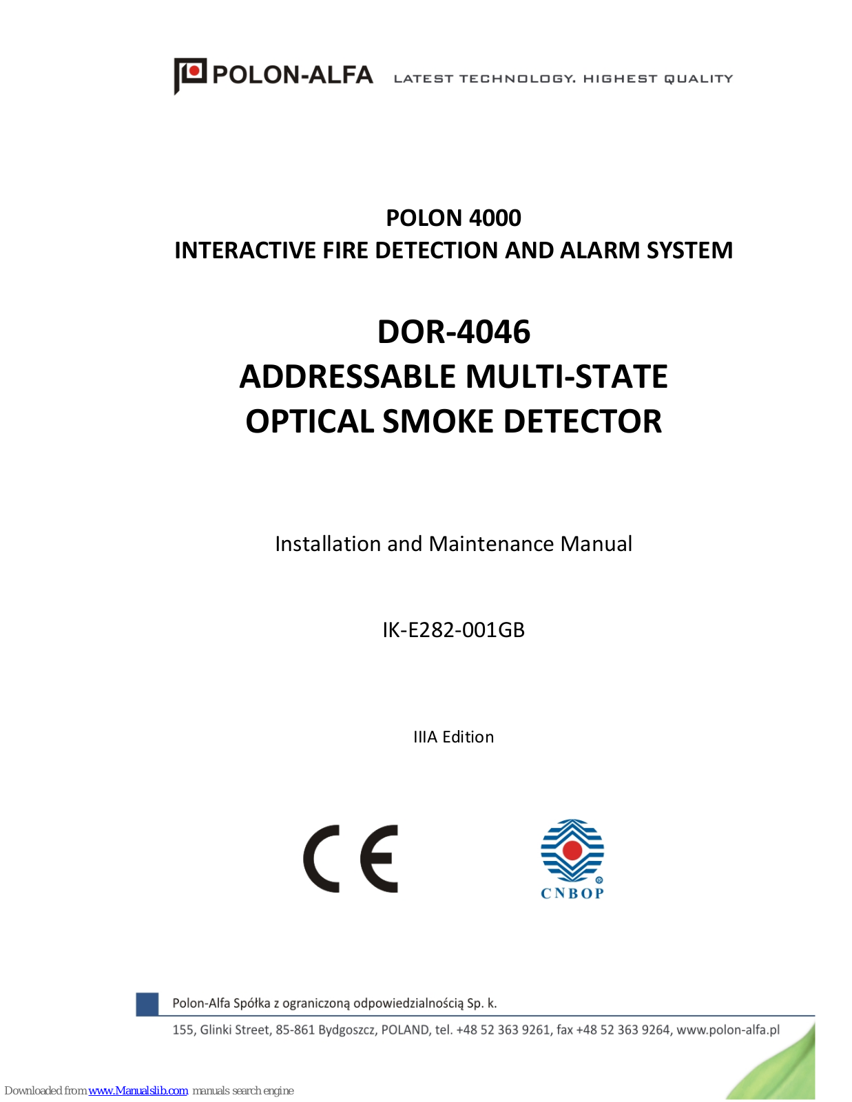 Polon-Alfa DOR-4046 Installation And Maintenance Manual