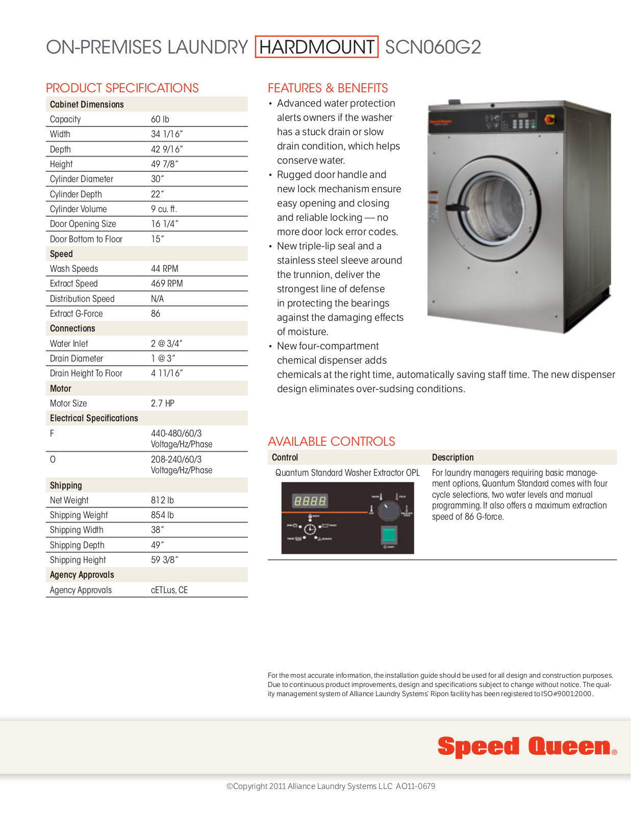 Speed Queen SCN060G2 User Manual