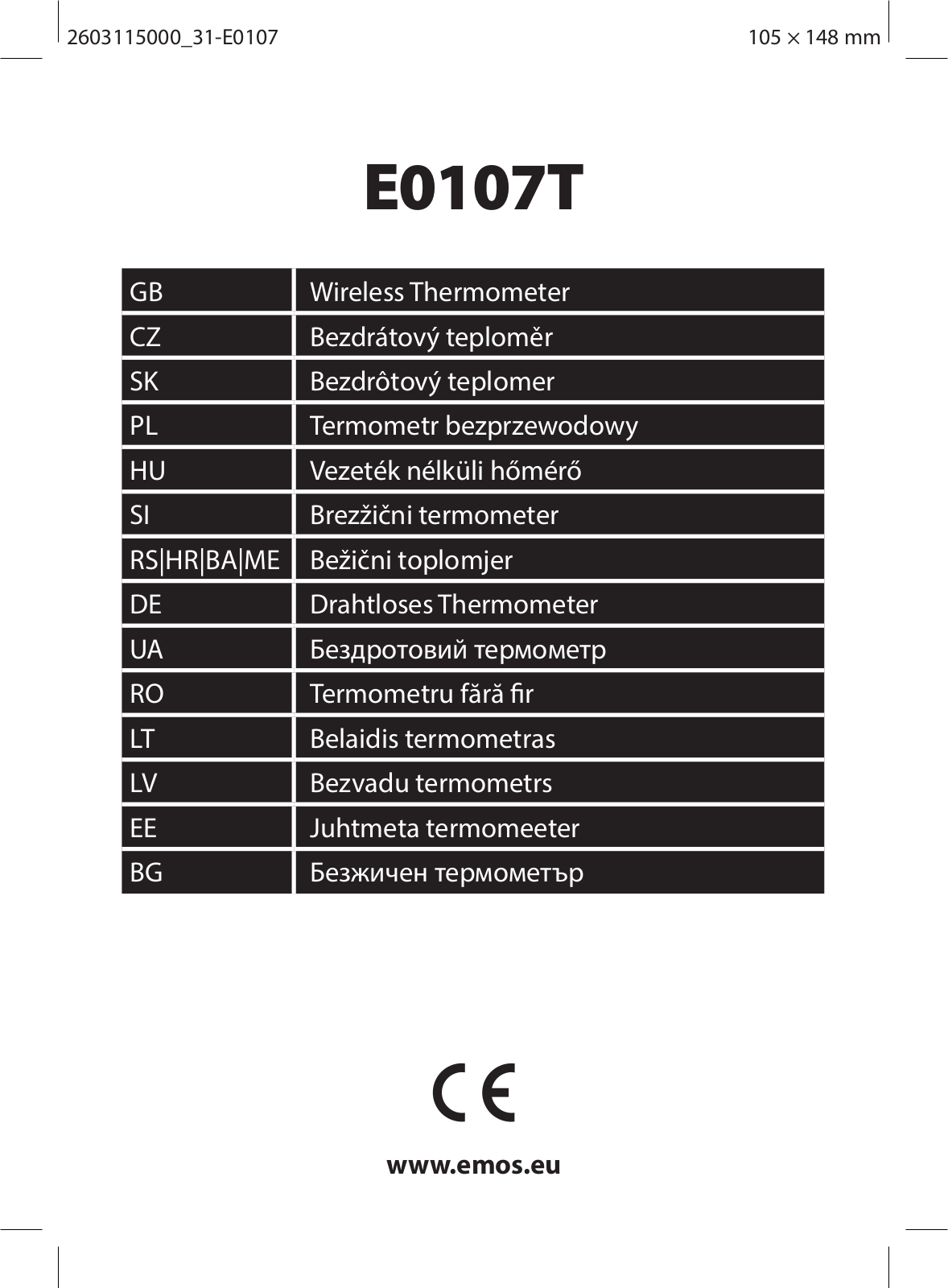 Emos E0107T Operating Instructions