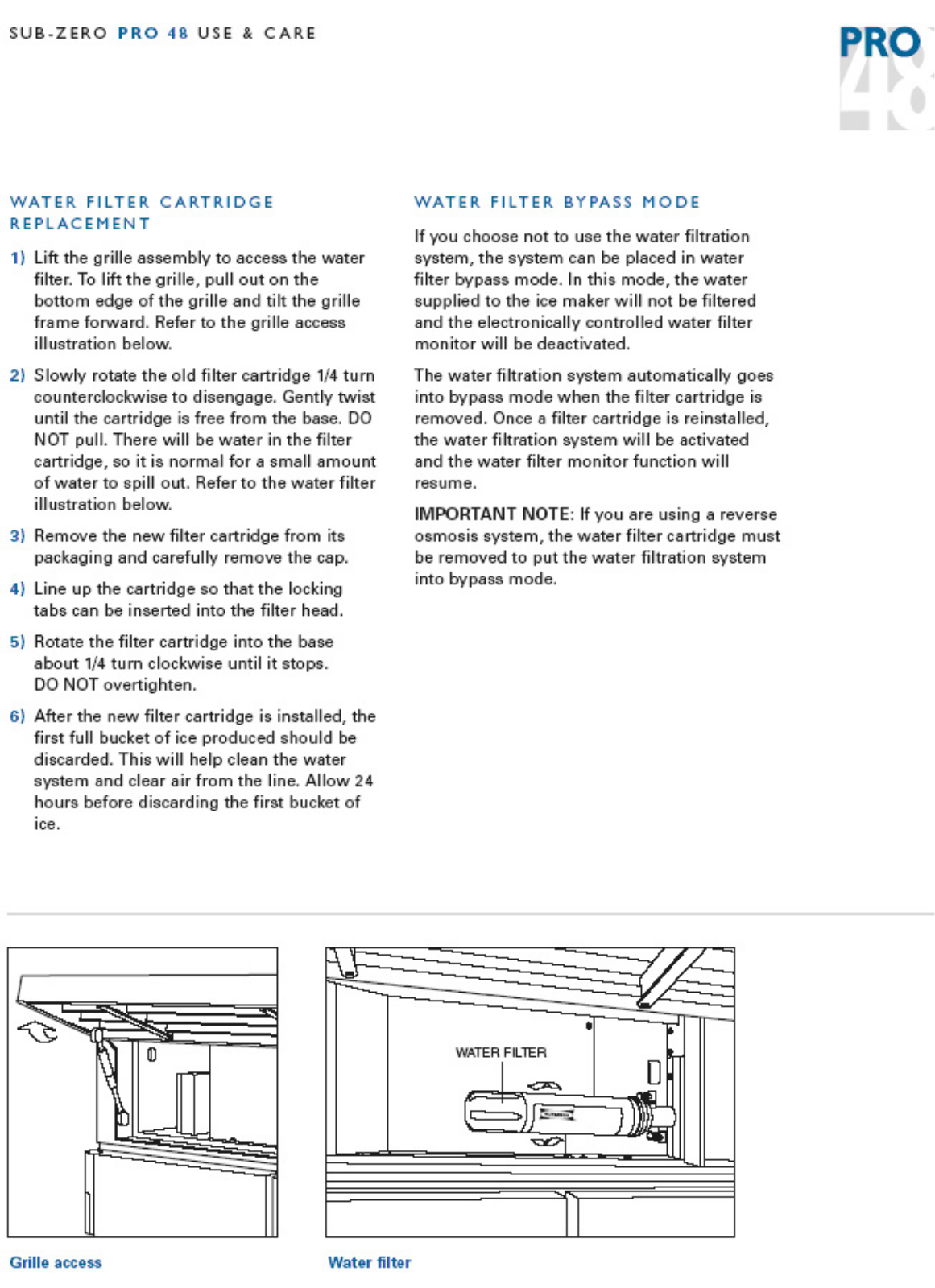 Sub Zero 4204490 Use & Care