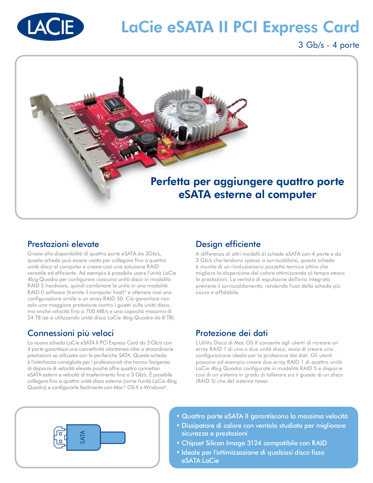 Lacie eSATA II PCI Express Card DATASHEET