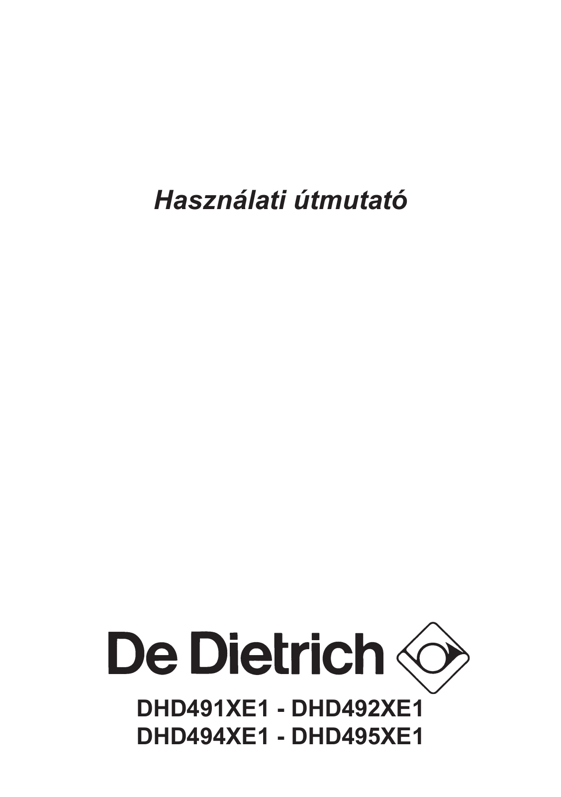 De dietrich DHD492XE1 User Manual