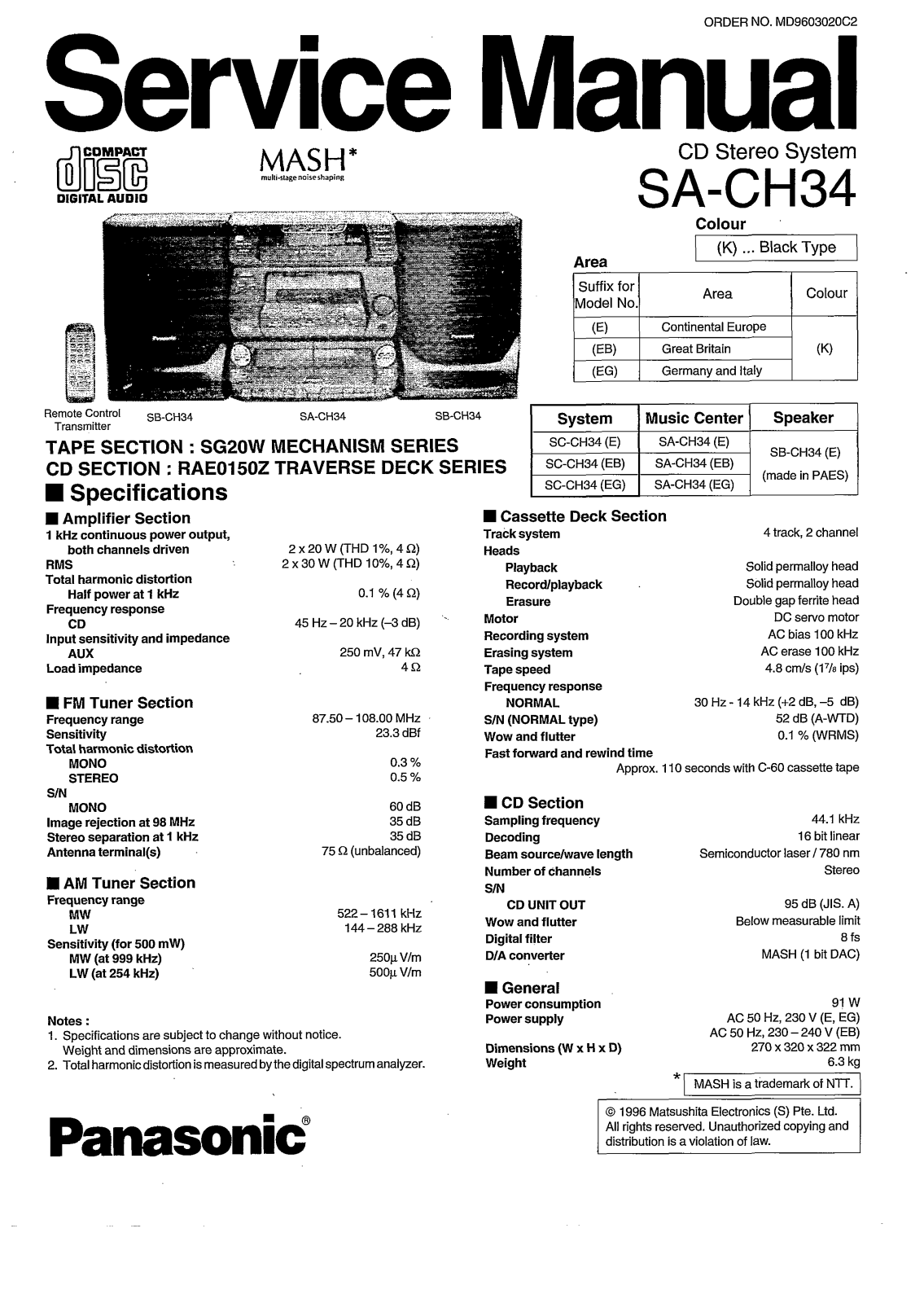 Panasonic SACH-34 Service manual