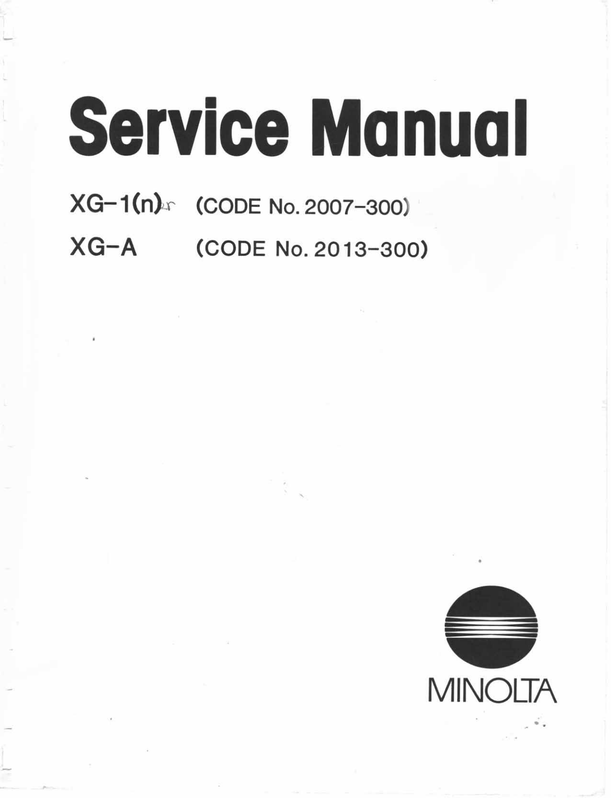 Minolta XG-A, XG-1 User Manual