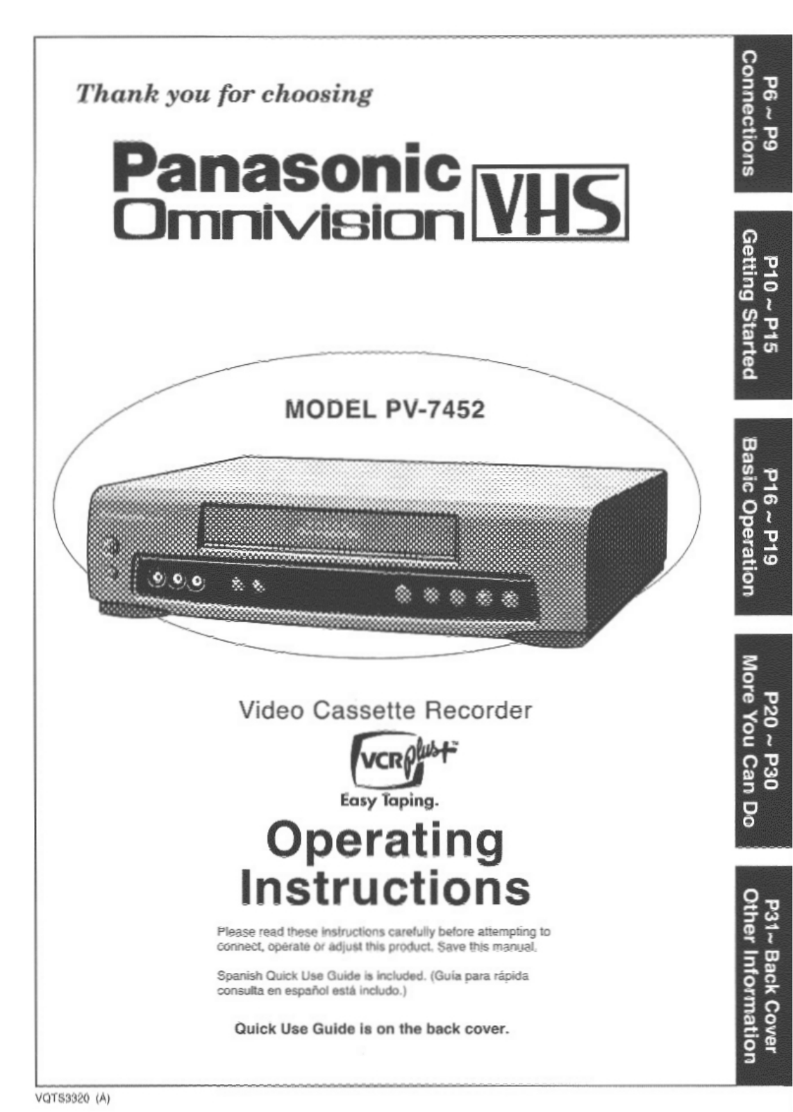 Panasonic PV-7452 User Manual