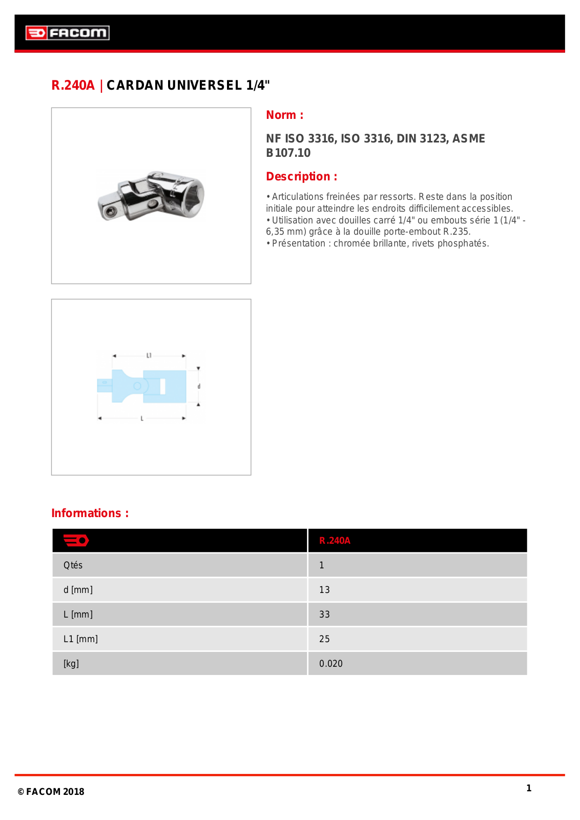 Facom R.240A Specification - ManualMachine.com