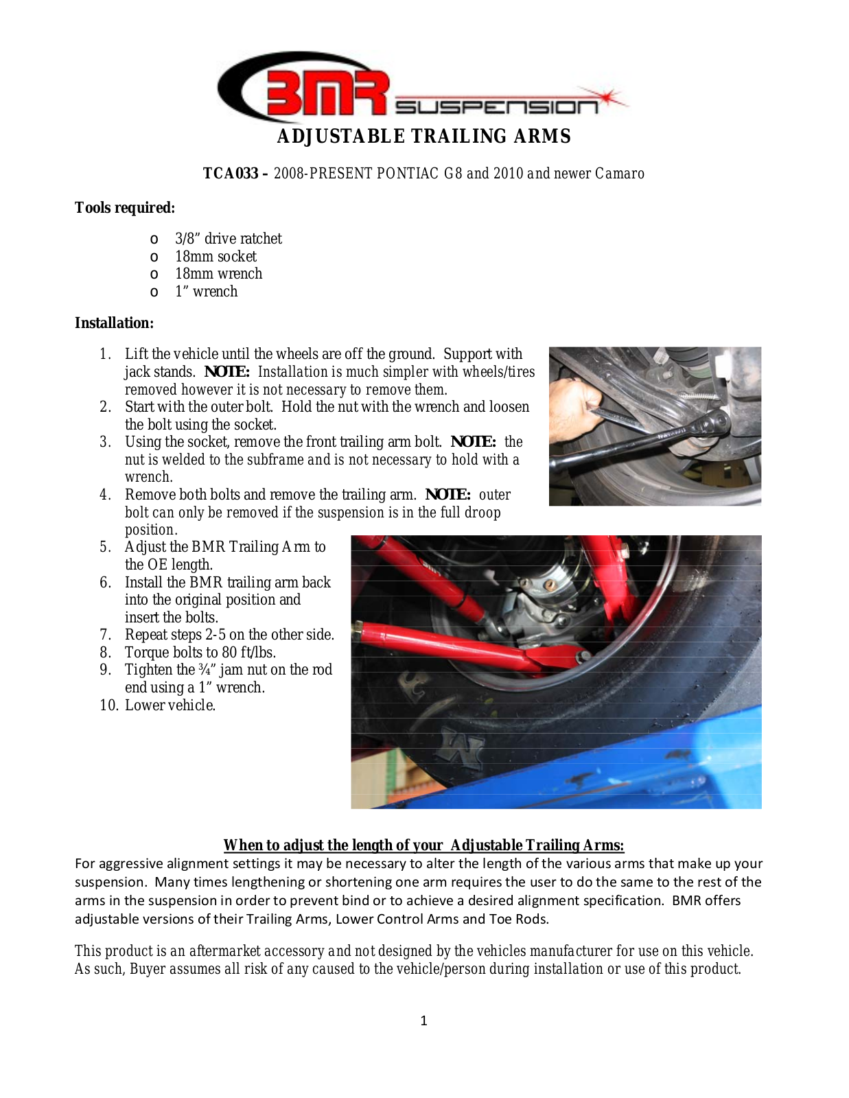 BMR Suspension TCA033 User Manual