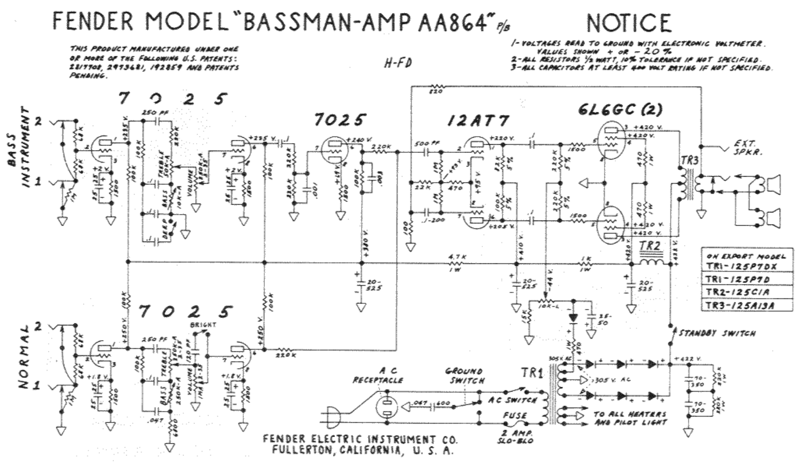 Fender aa864 schematic