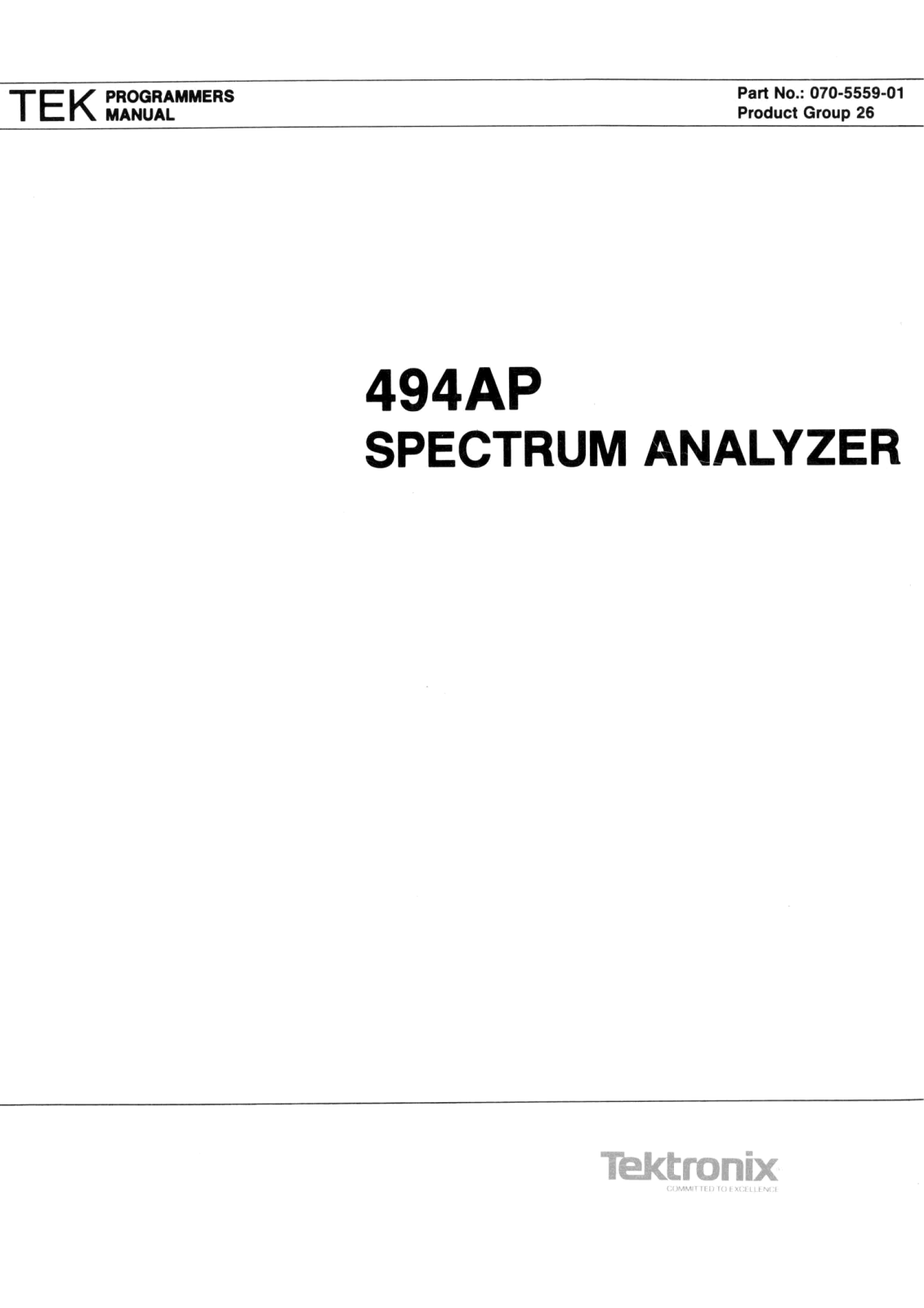 Tektronix 494AP User Manual