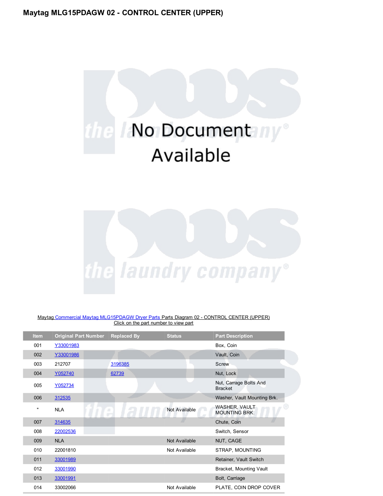 Maytag MLG15PDAGW Parts Diagram