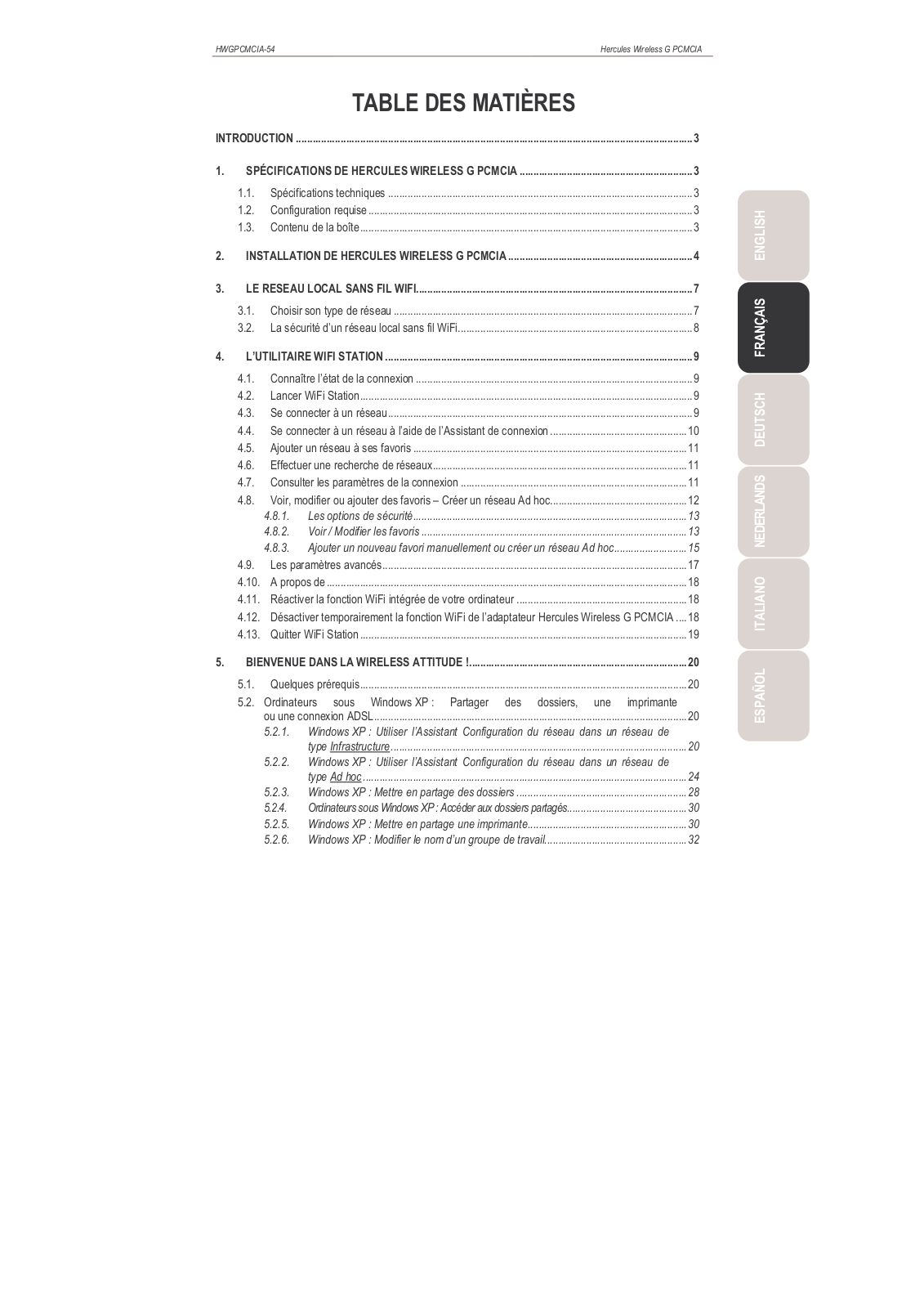 HERCULES WIRELESS G PCMCIA User Manual