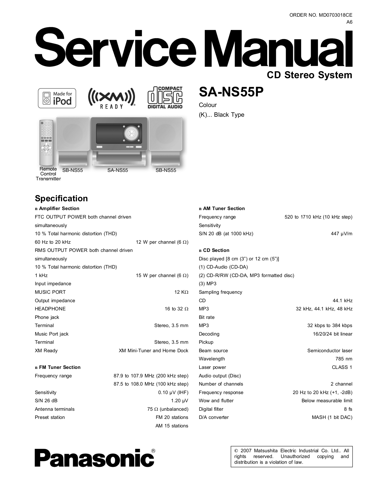 Panasonic SANS-55-P Service manual