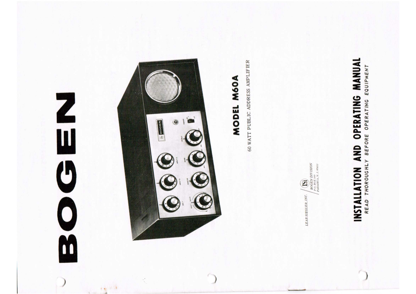 Bogen M60A Operating Manual