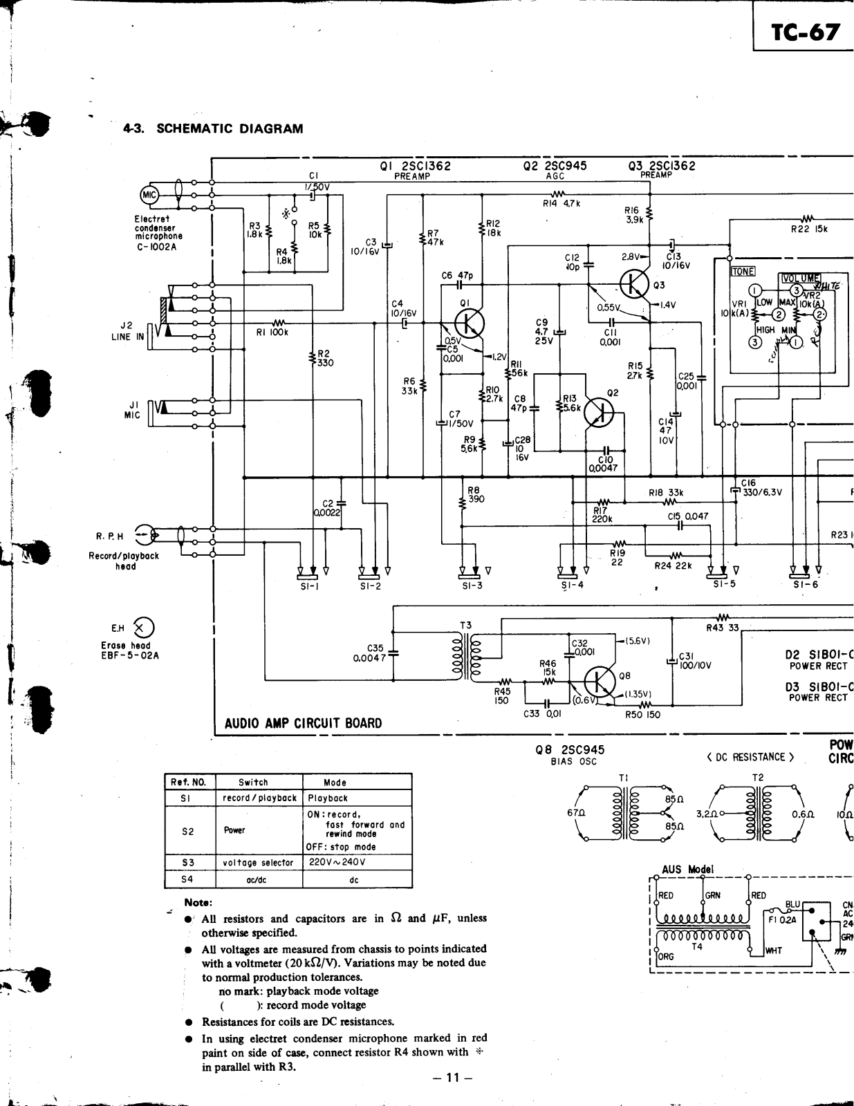 Sony TC-67 Schematic