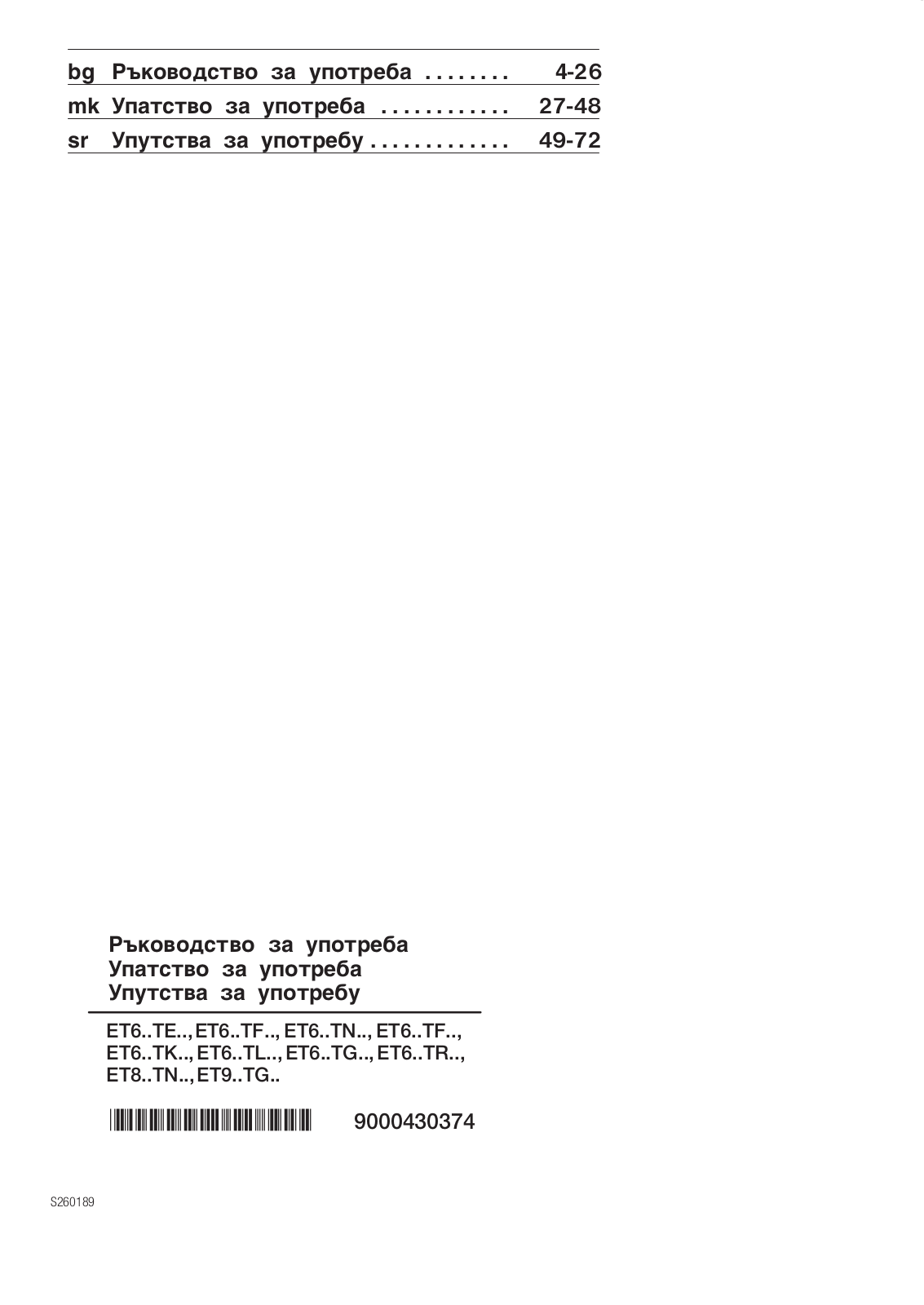 Siemens ET975TG11E, ET601TF11D, ET601TN11D User Manual