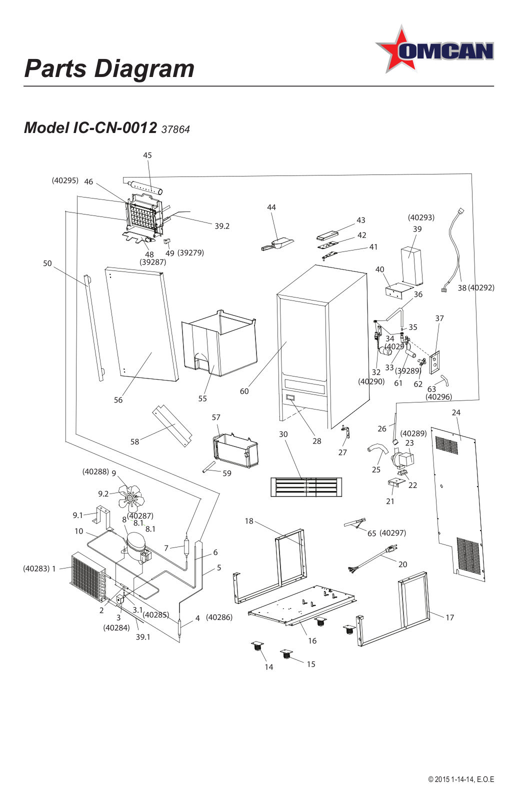 Omcan Food Machinery IC-CN-0012 Parts List