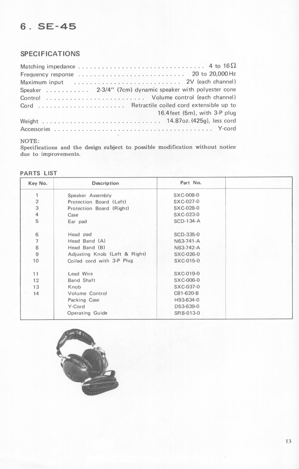 Pioneer SE-45 Service Manual