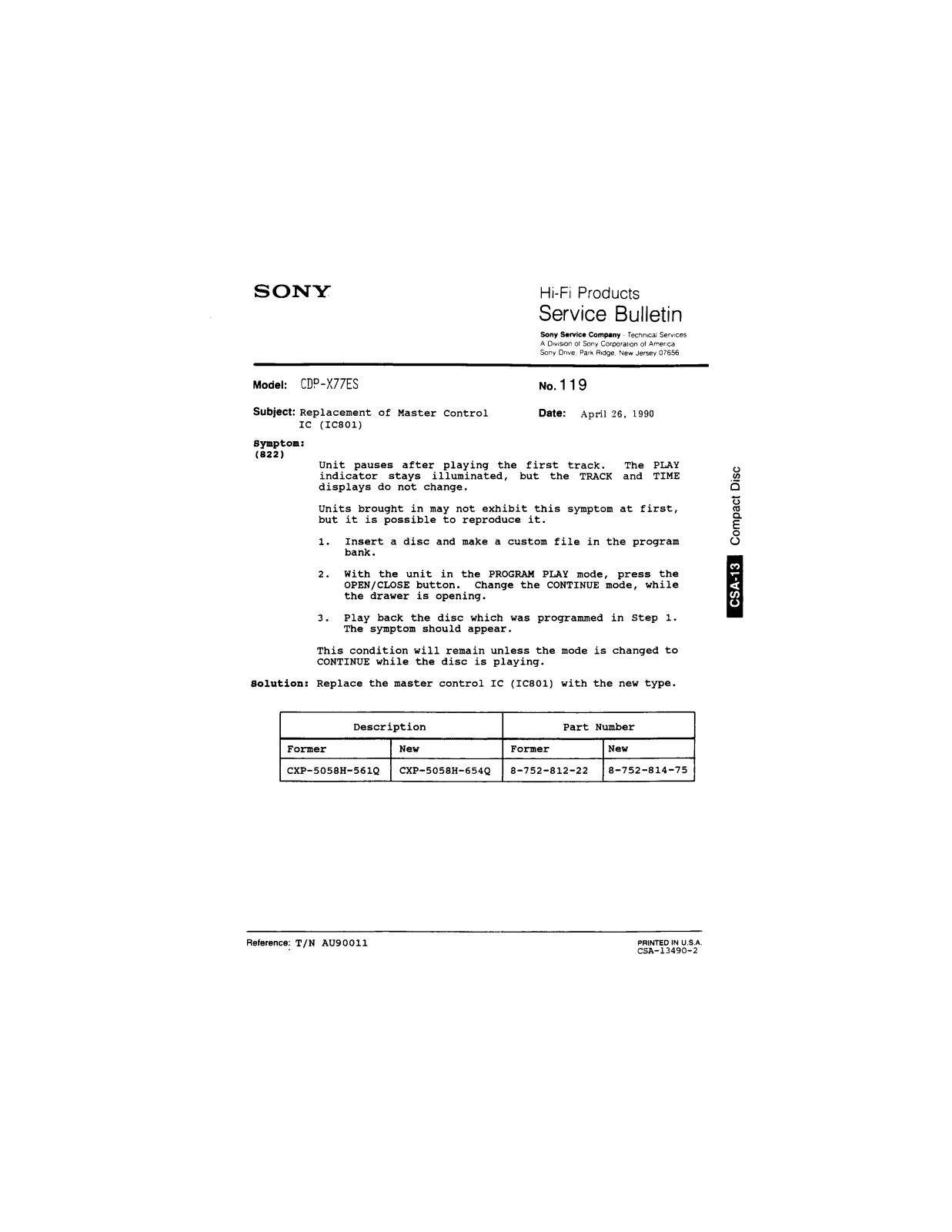 Sony CDP-X77ES Service Manual