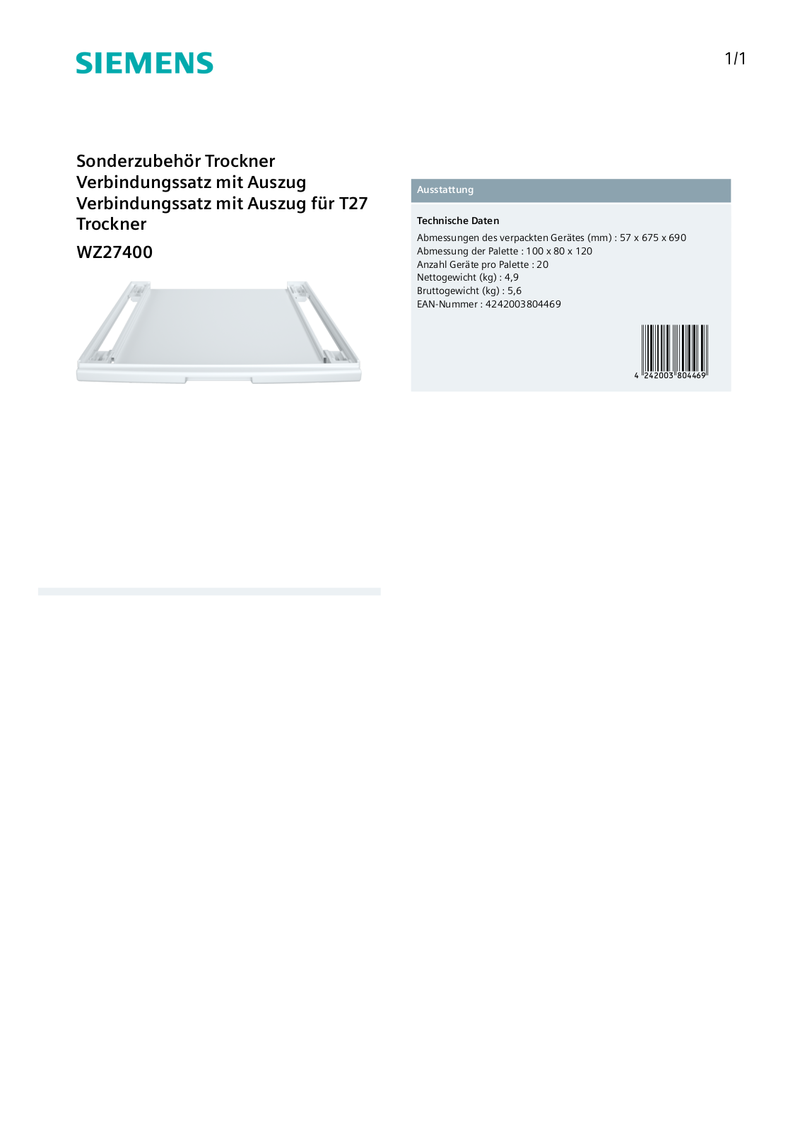 Siemens WZ27400 User Manual