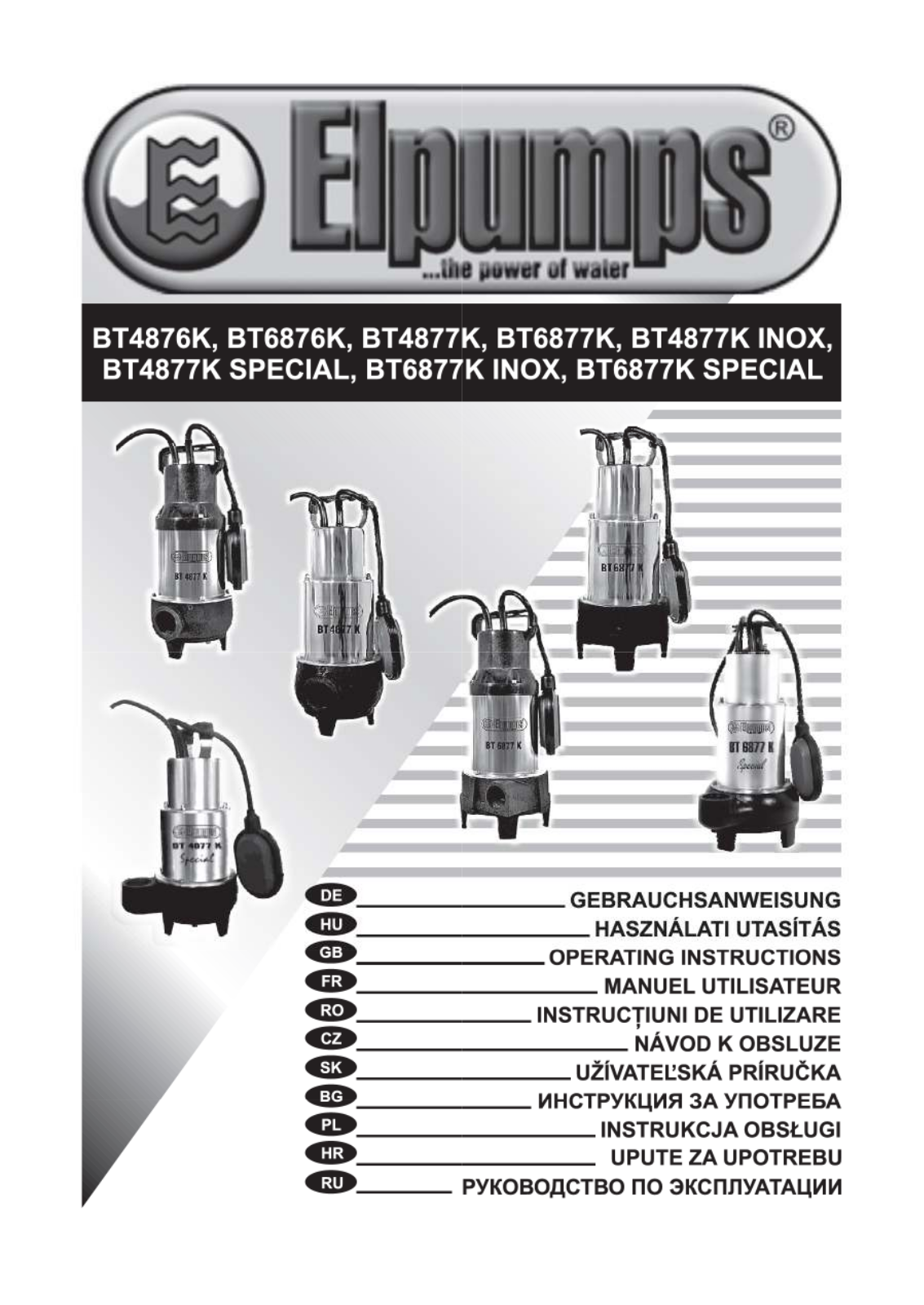 ELPUMPS BT 4877 K INOX, BT 6877 K Special User Manual