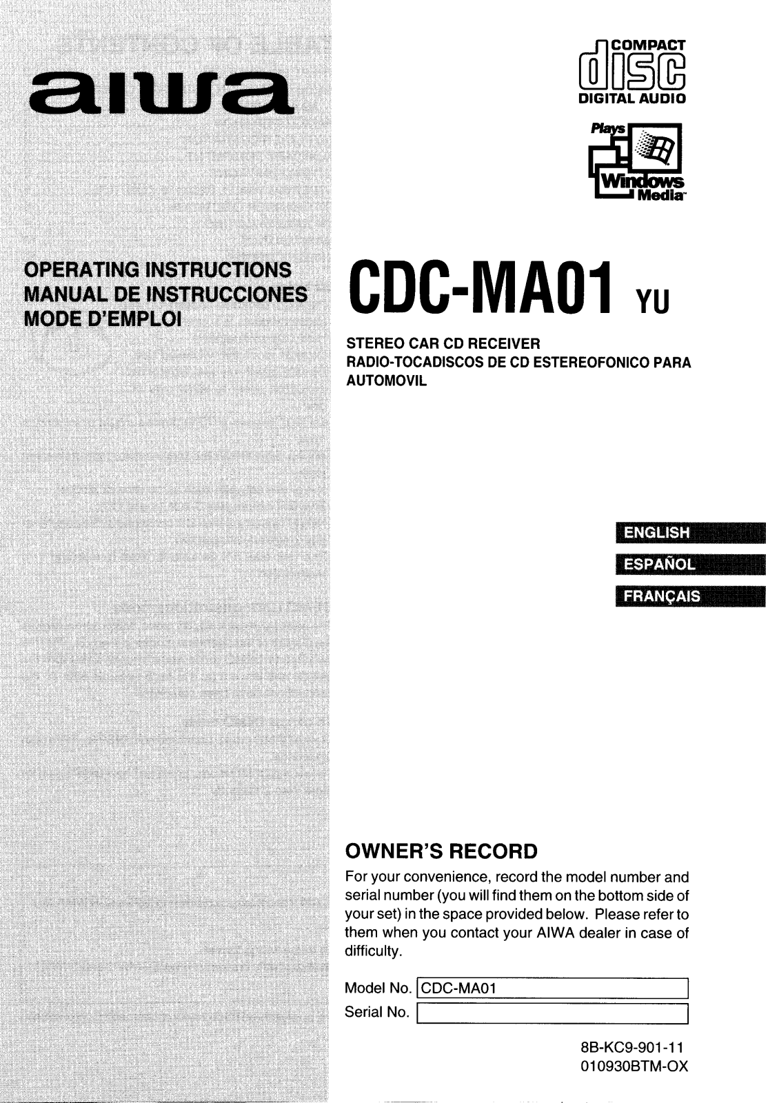 Sony CD-CMA01 User Manual