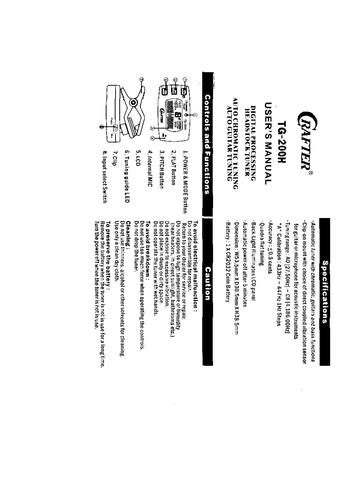 Crafter TG-200H User Manual