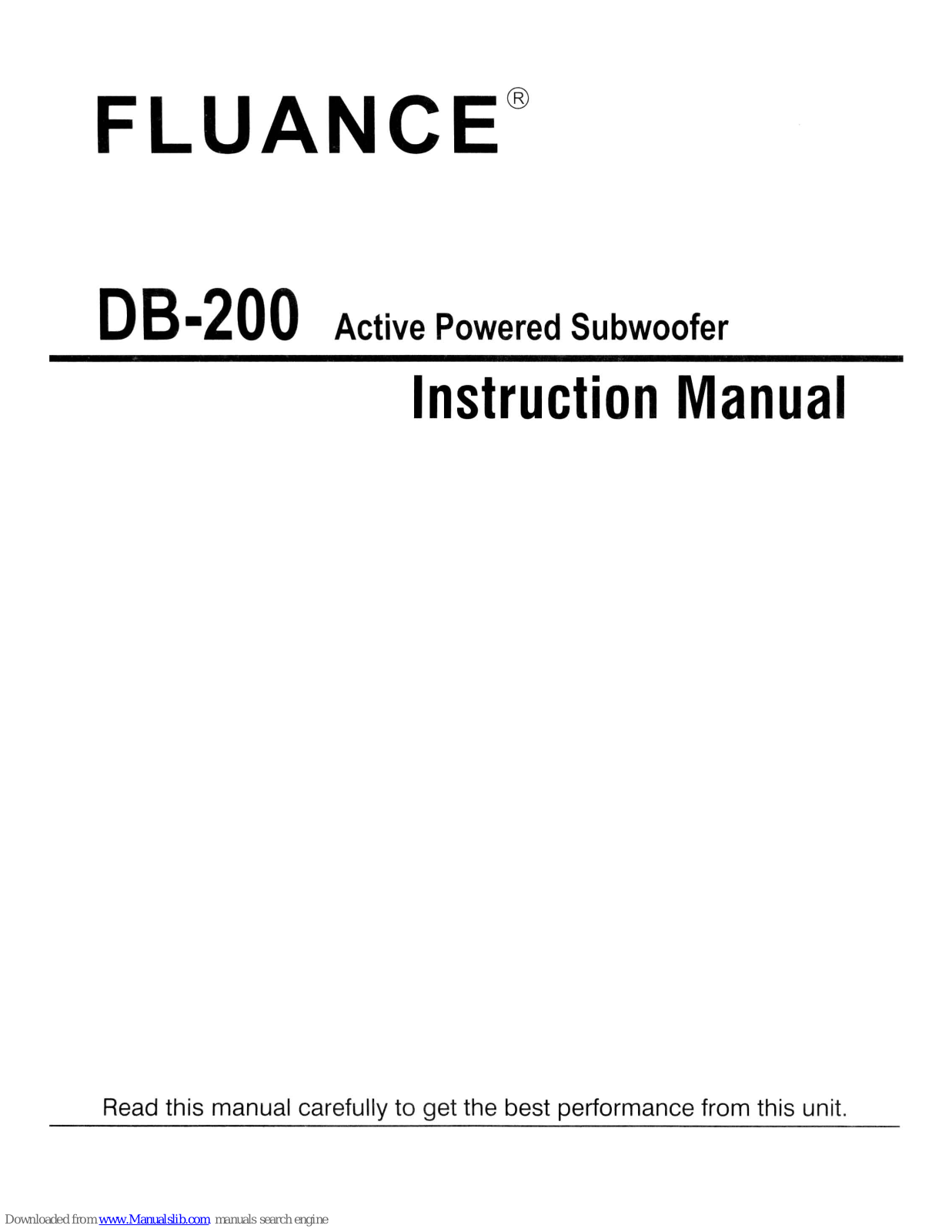 Fluance 08·200, DB-200 Instruction Manual - ManualMachine.com