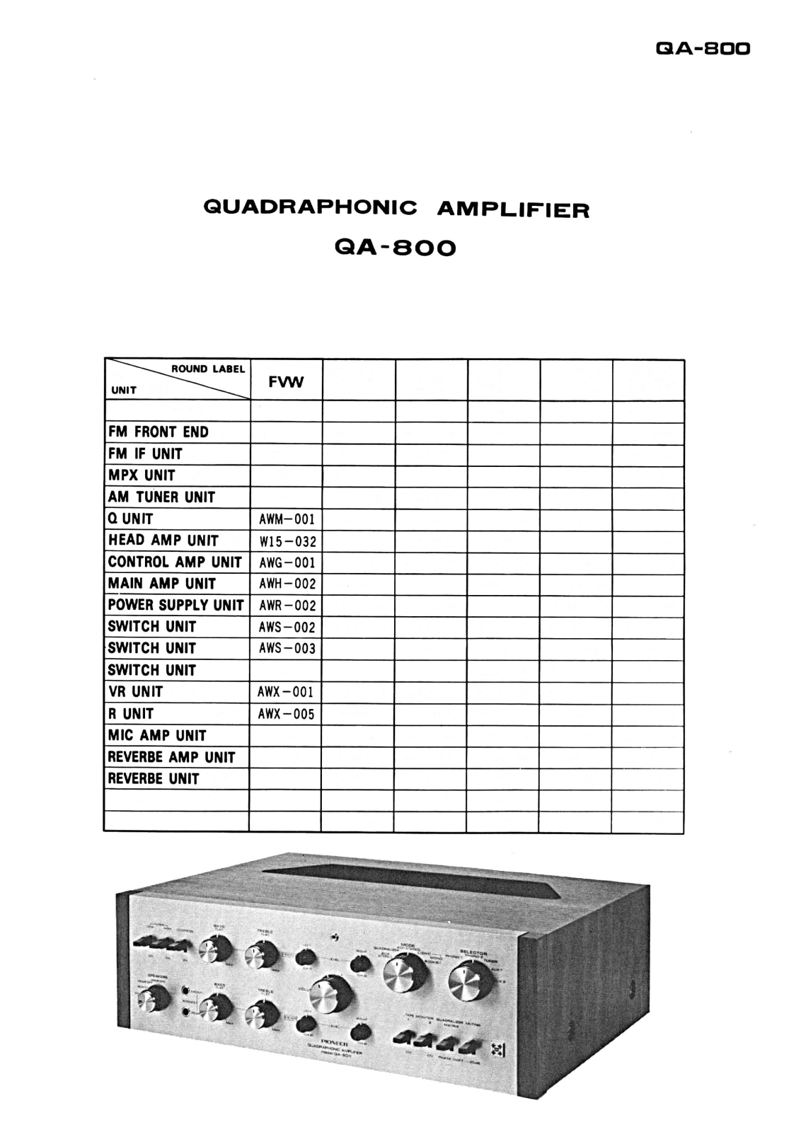 Pioneer QA-800 Schematic