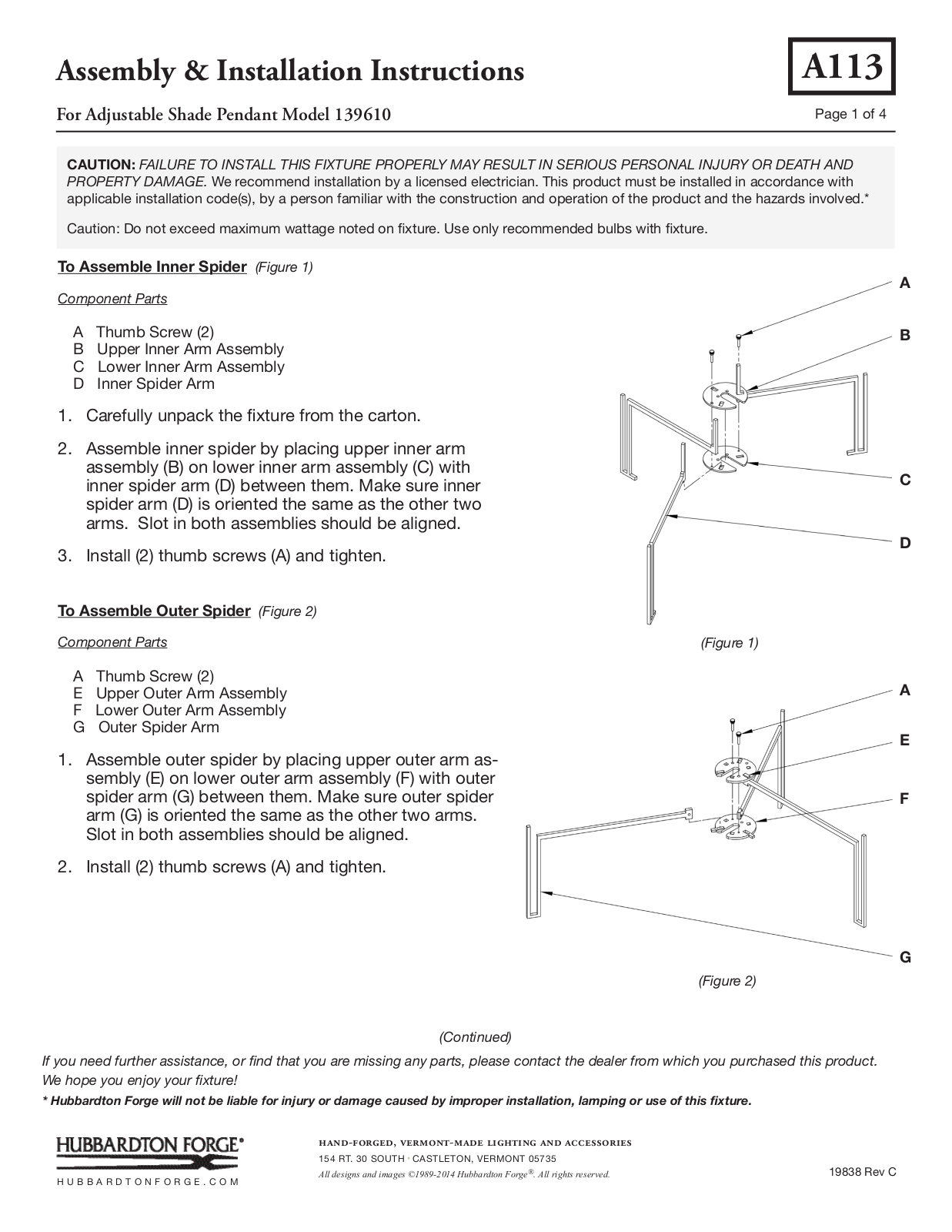 Hubbardton Forge 139610 User Manual