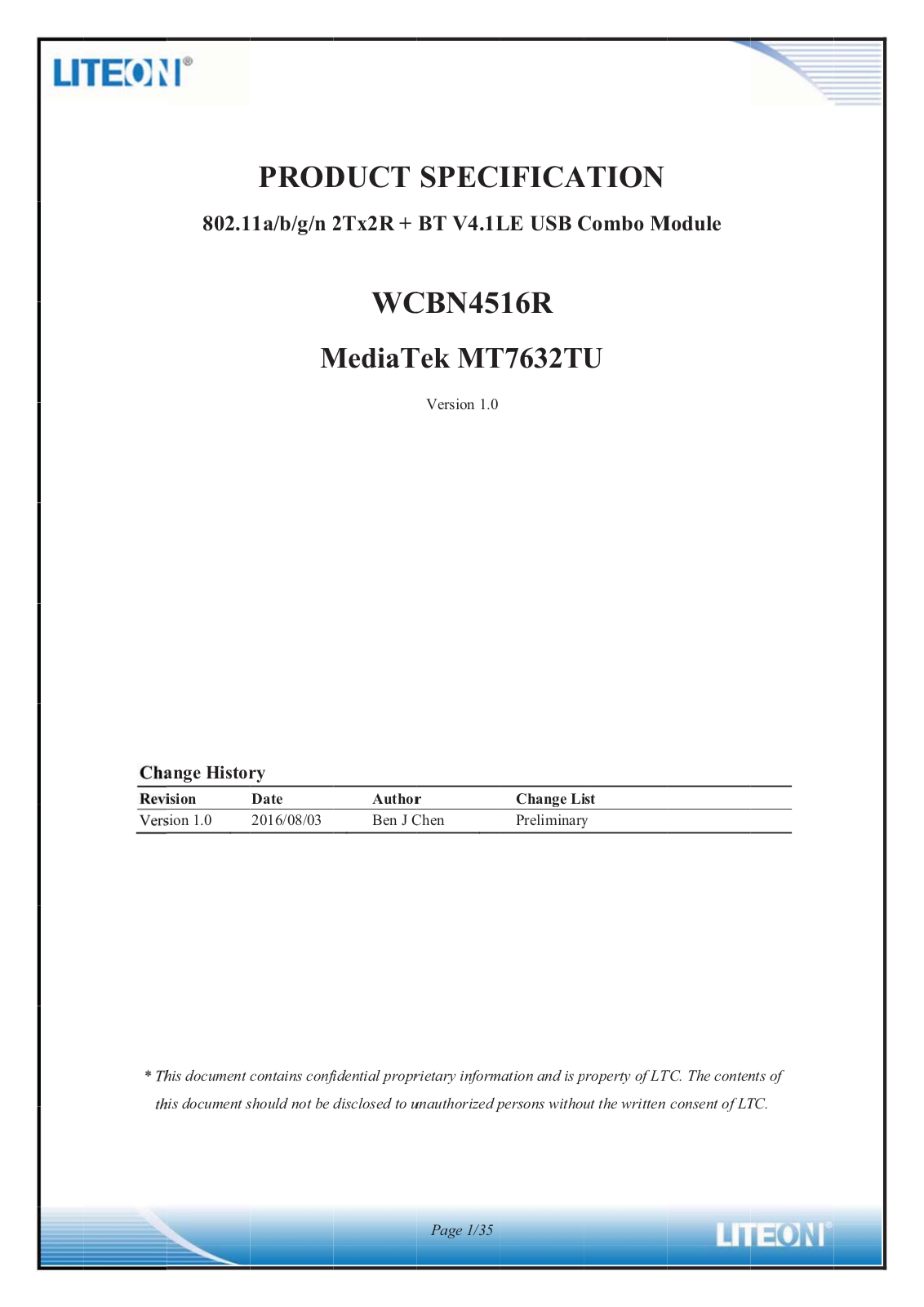 LITE ON TECHNOLOGY WCBN4516R User Manual