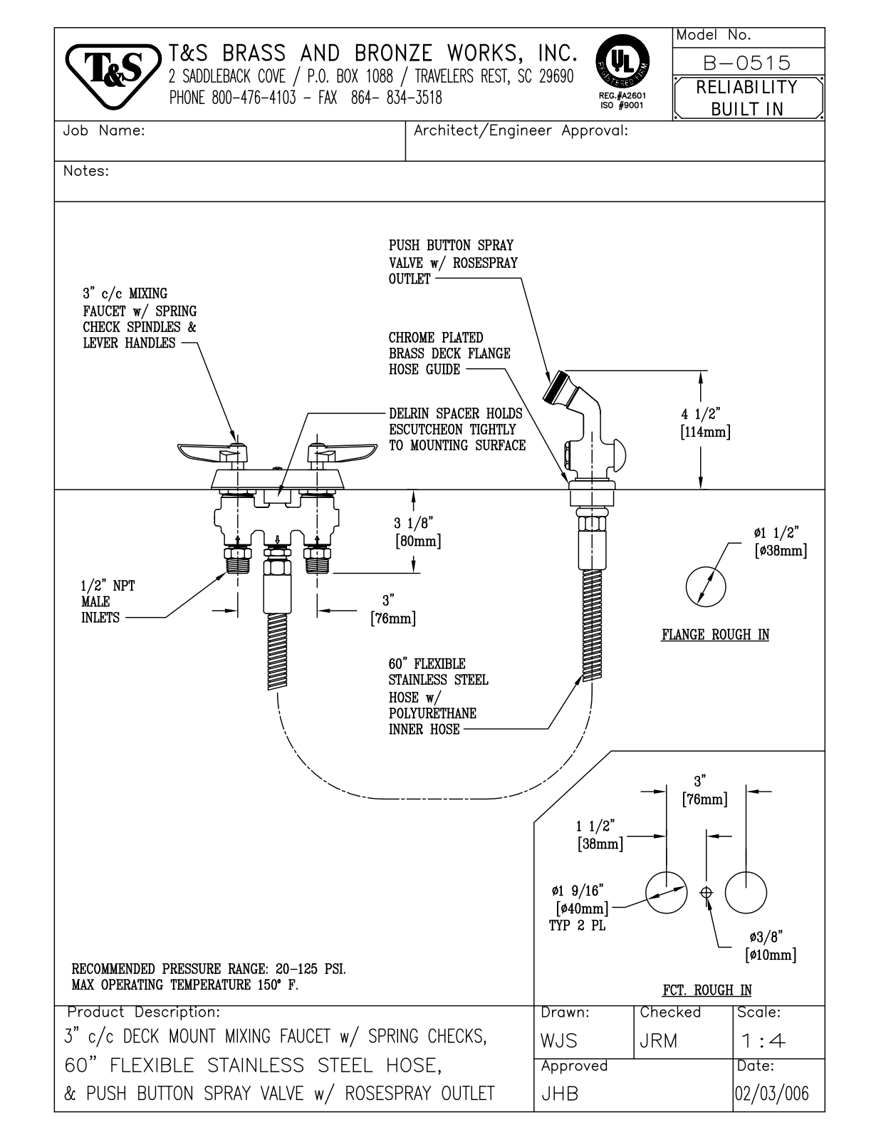 T&S Brass B-0515 User Manual