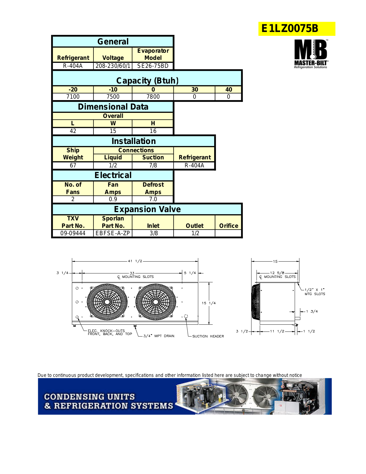 Master-Bilt SE26-75BD User Manual