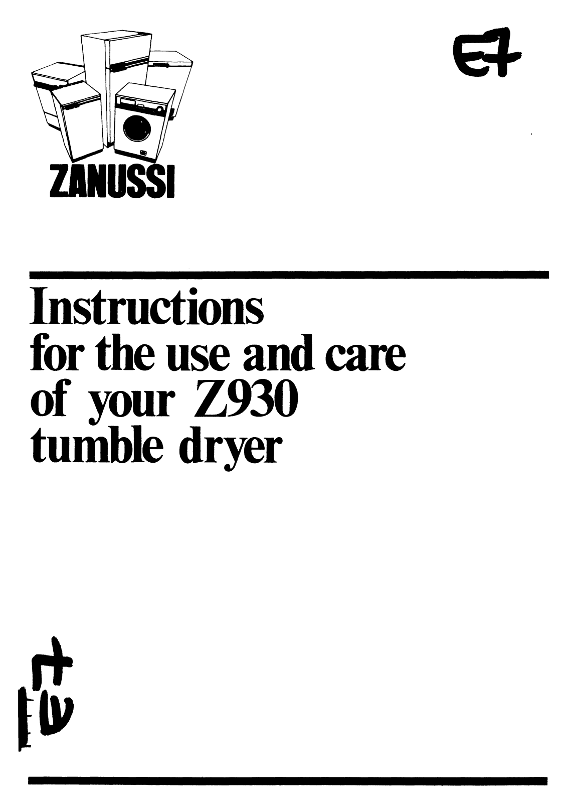 Zanussi Z930 User Manual