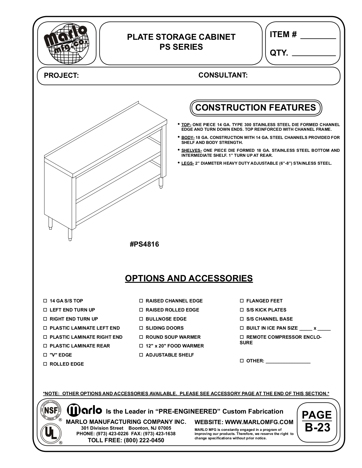 Marlo PS10814 User Manual