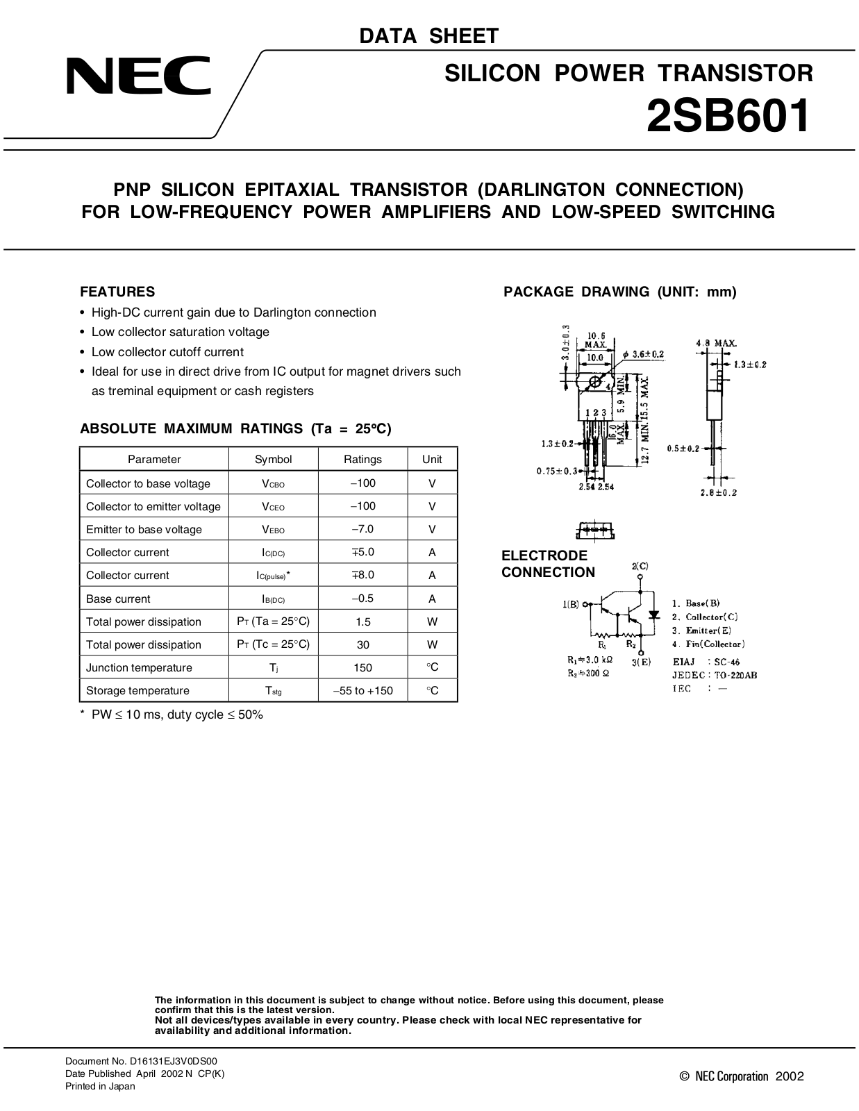 NEC 2sb601 Datasets - ManualMachine.com