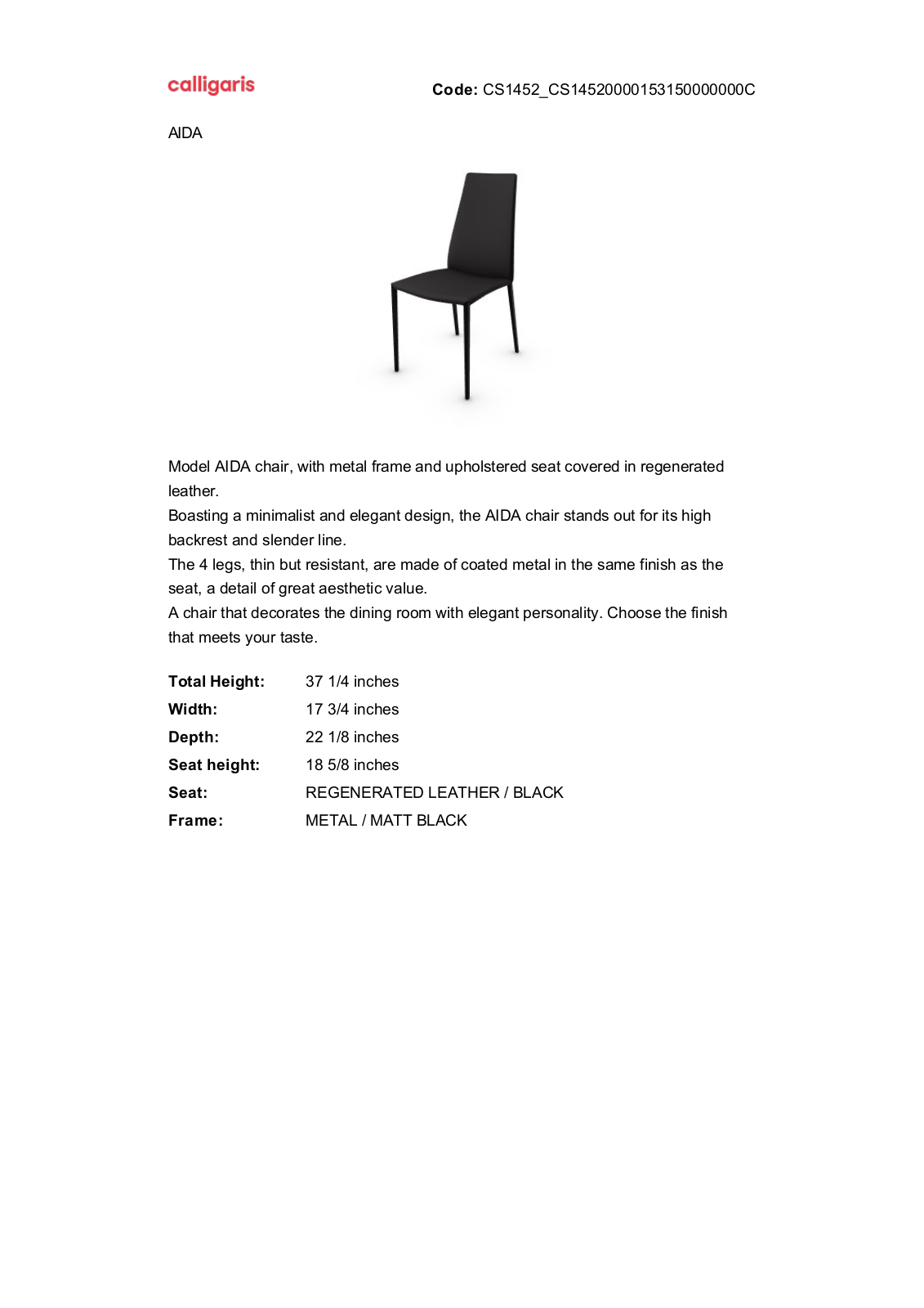 Calligaris GN2495 Specifications - ManualMachine.com