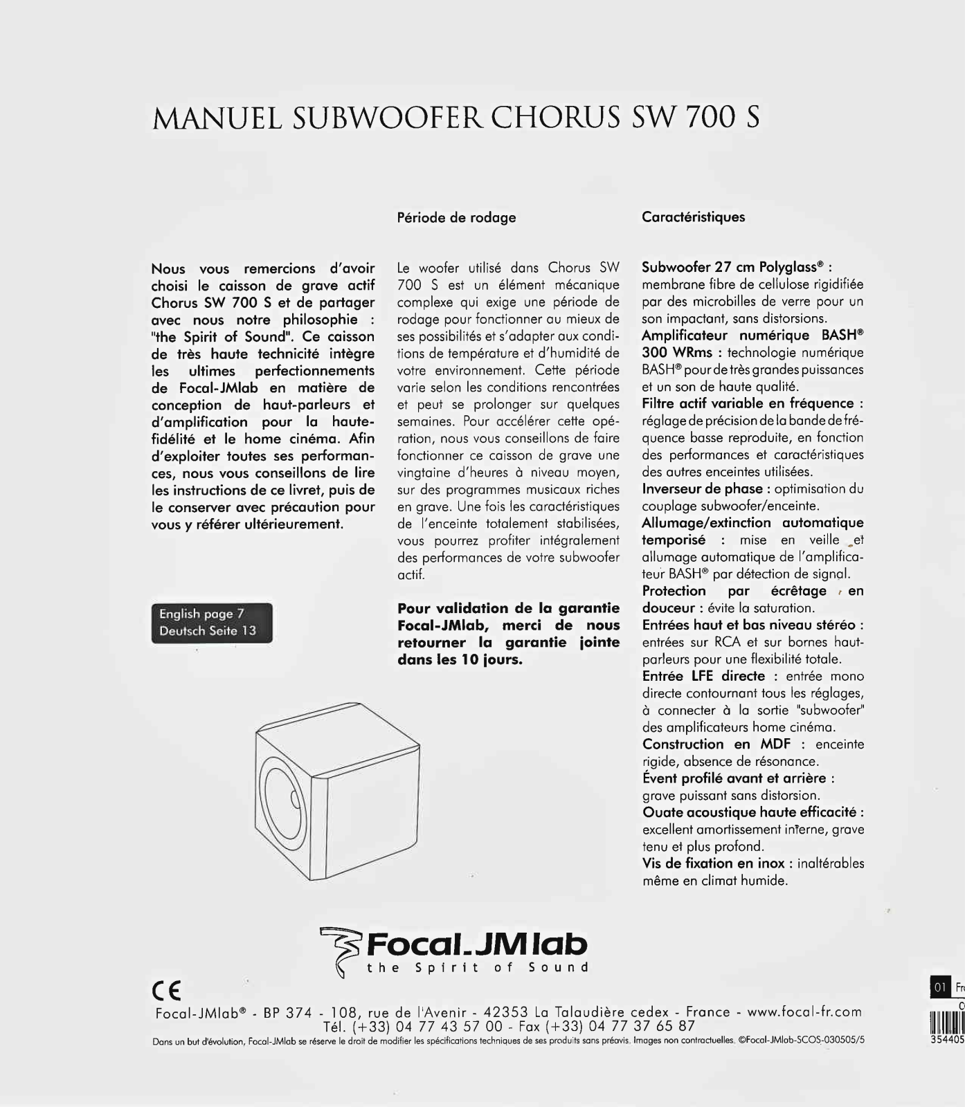 JM LAB SW 700 S User Manual