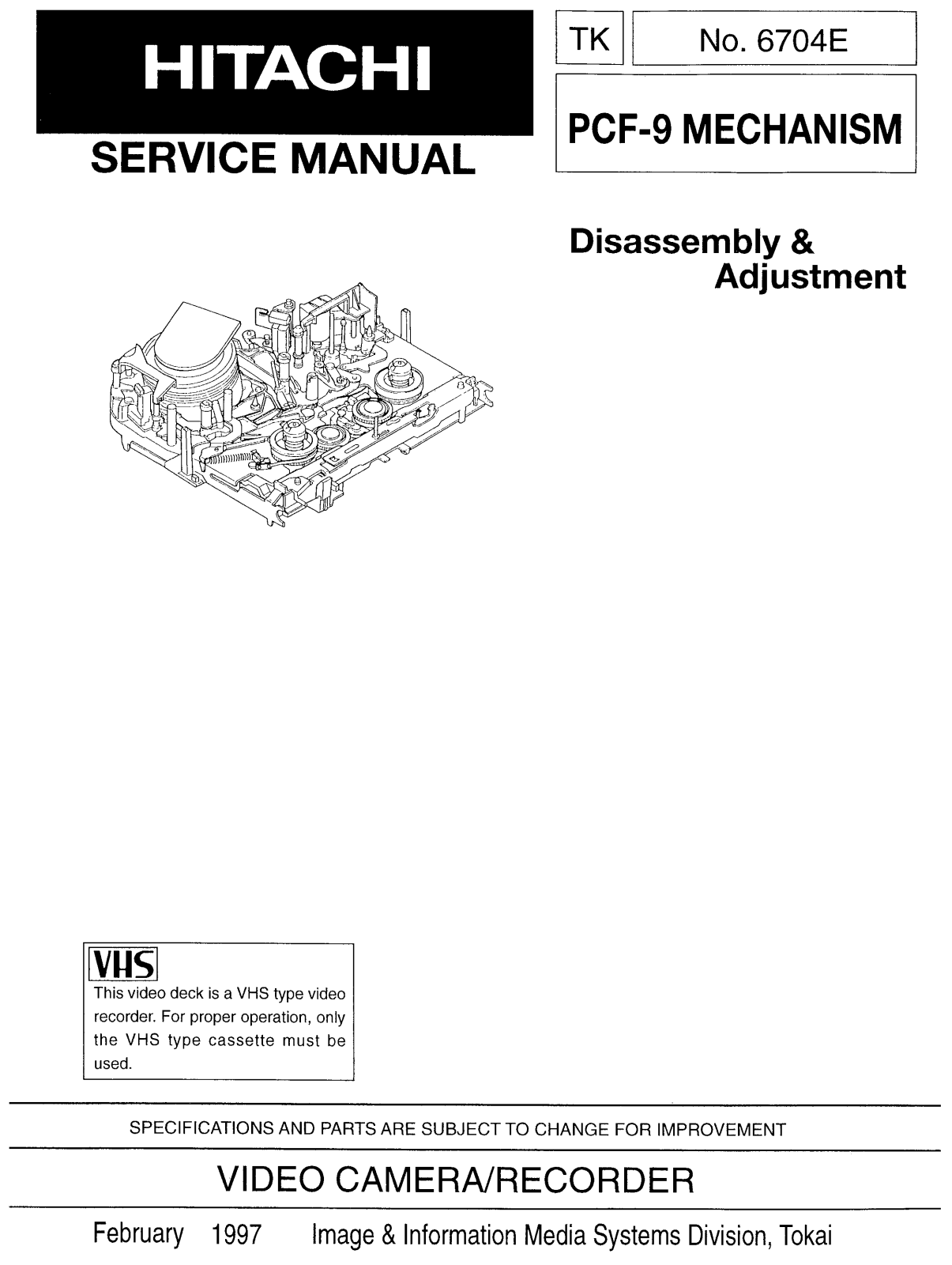 Hitachi PCF-9 Mechanism Service Manual