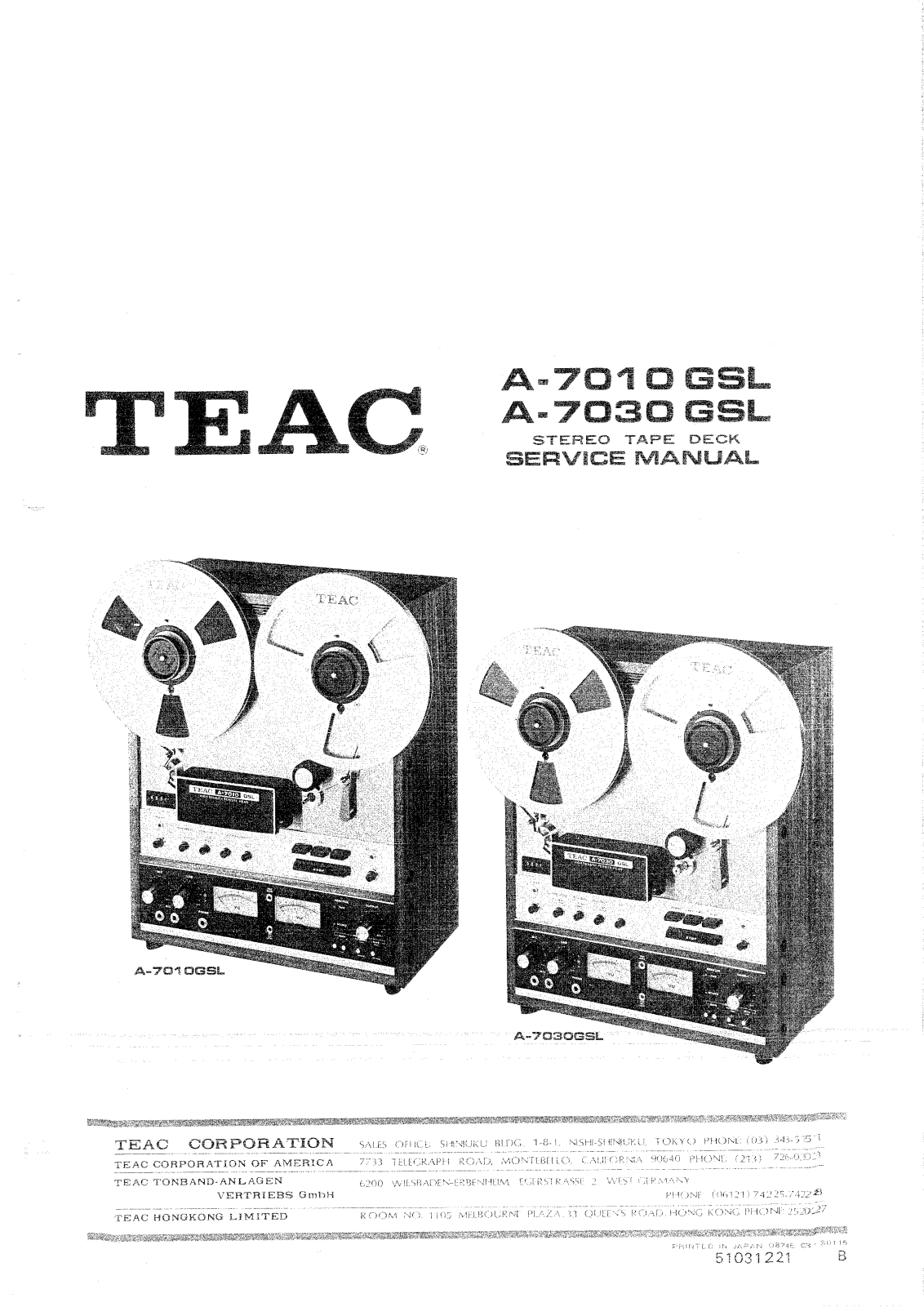 TEAC A-7010-GSL Service manual