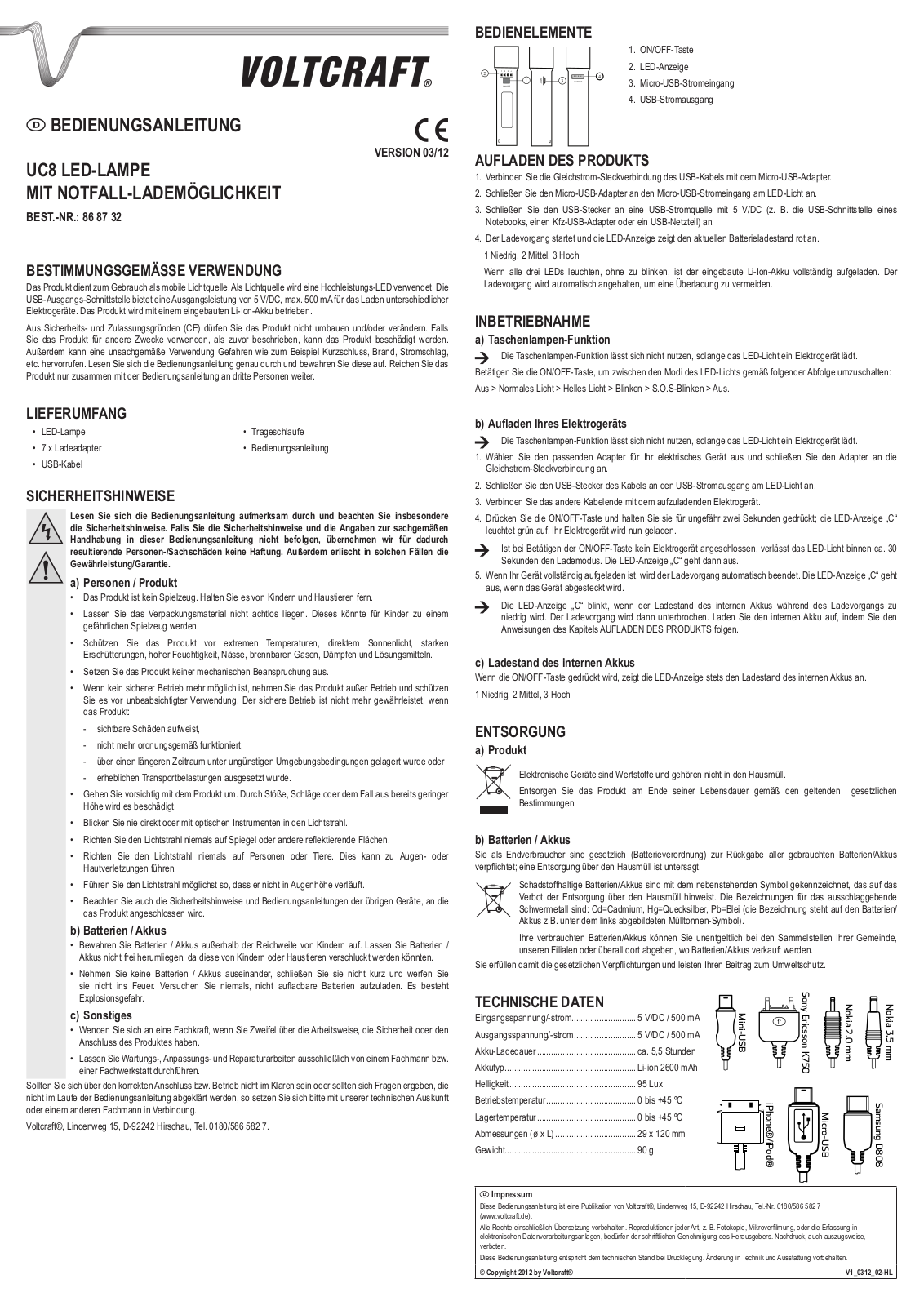 VOLTCRAFT UC8 User guide