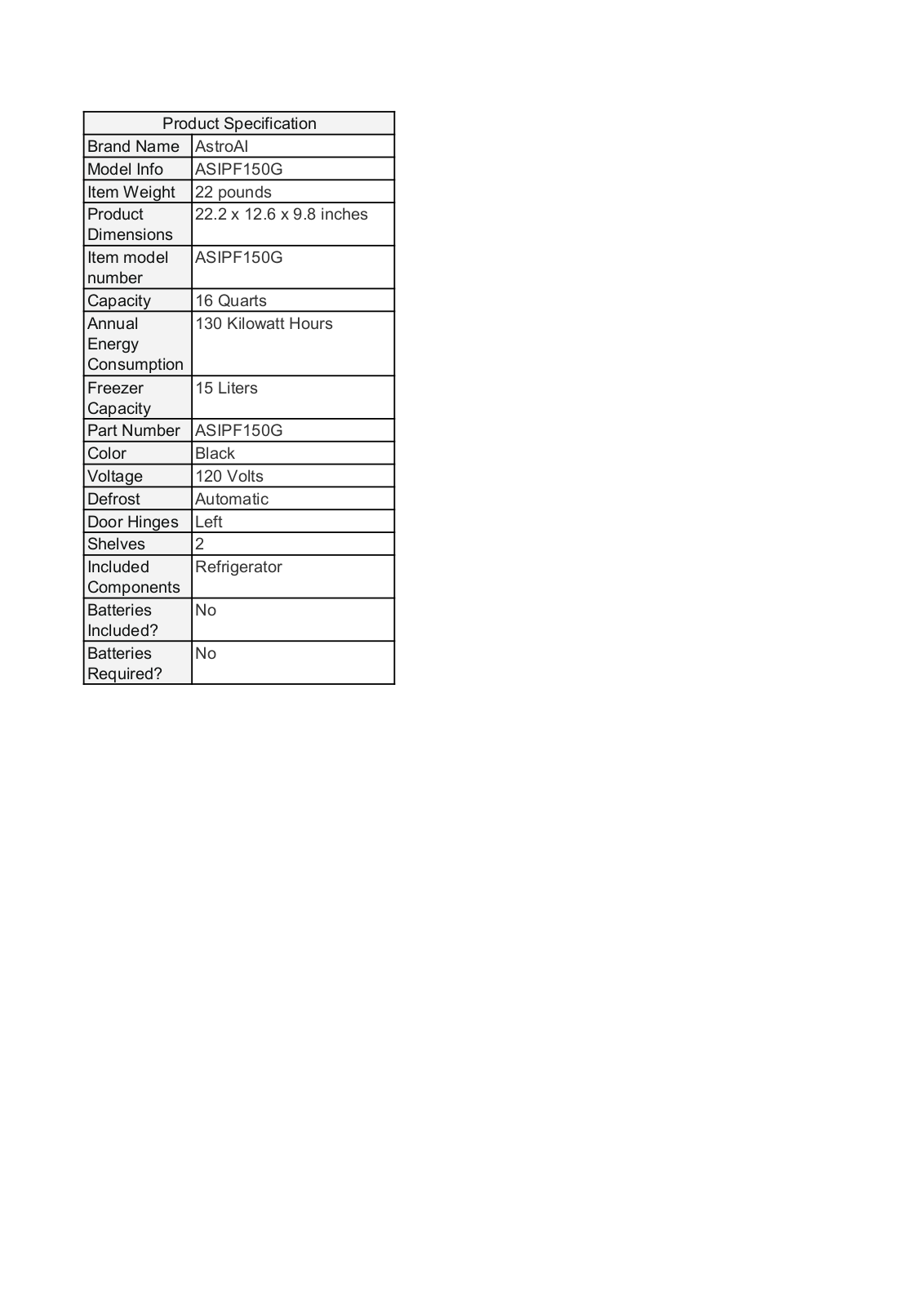 AstroAI AHRO1006 Specifications - ManualMachine.com